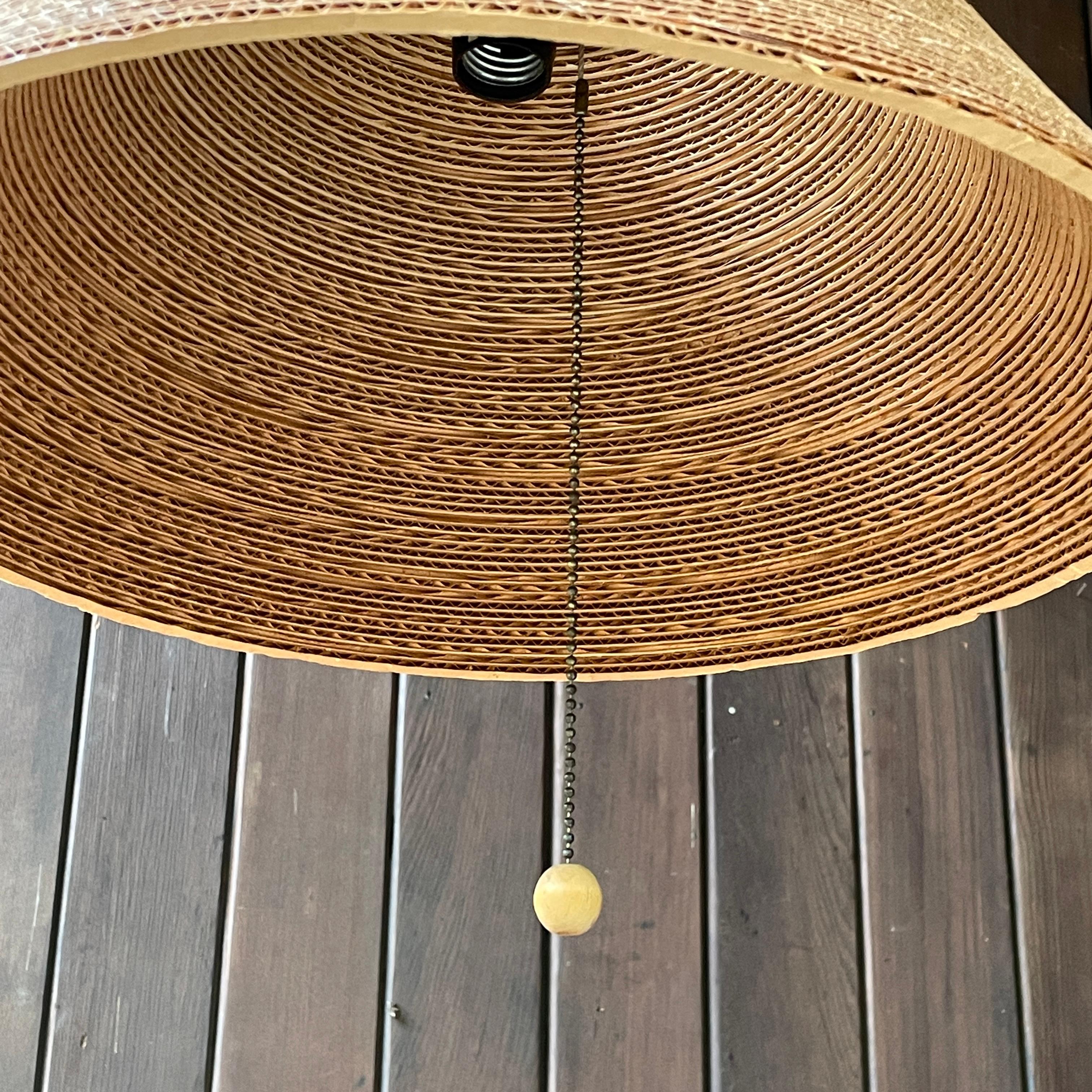 Gregory Van Pelt Cardboard Hanging Light Pendant Fixture Swag Lamp Vintage MCM en vente 7