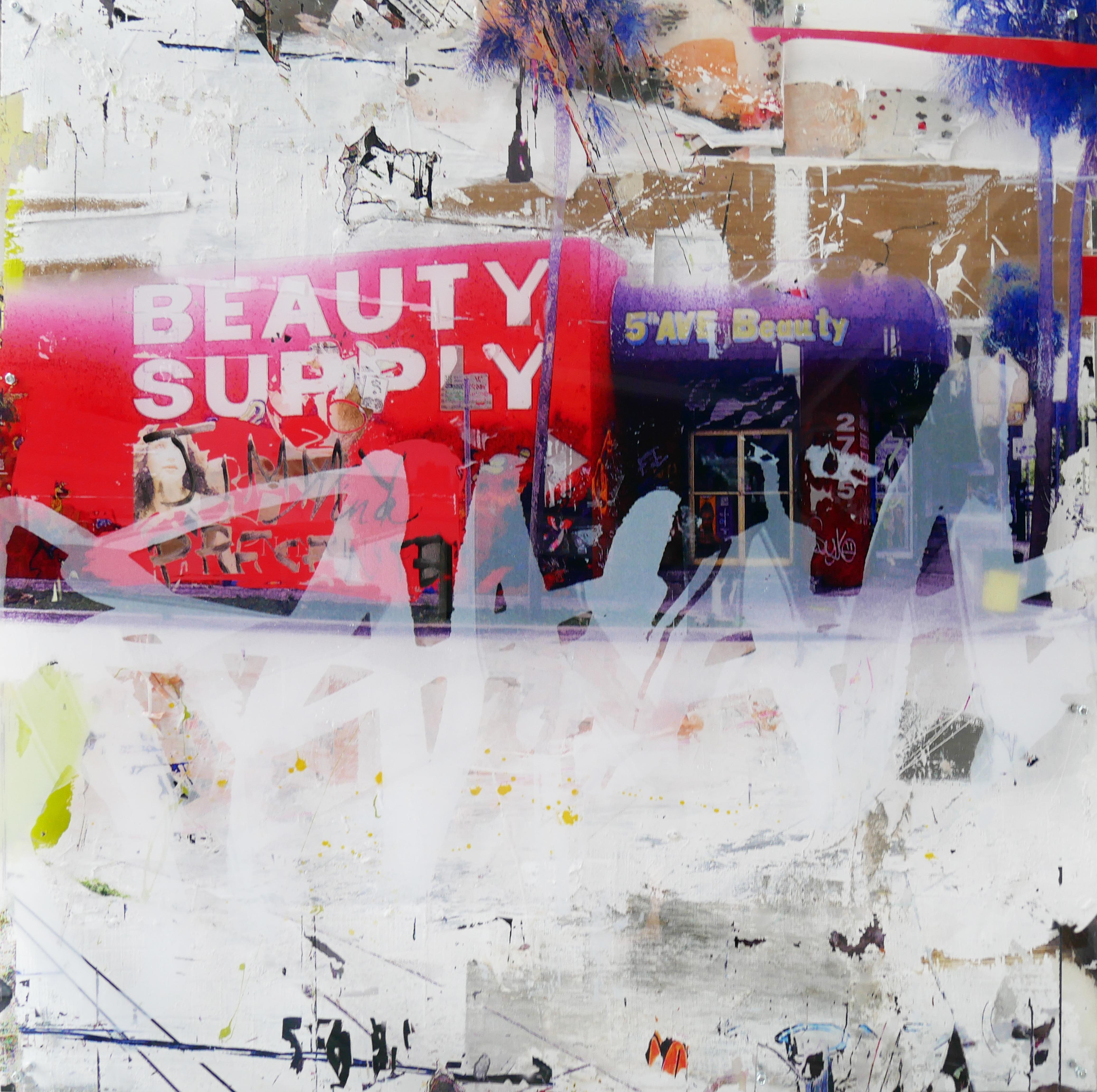BEAUTY SUPPLY by Gregory Watin, Transfer Photo on Plexiglass, Urban landscape For Sale 1