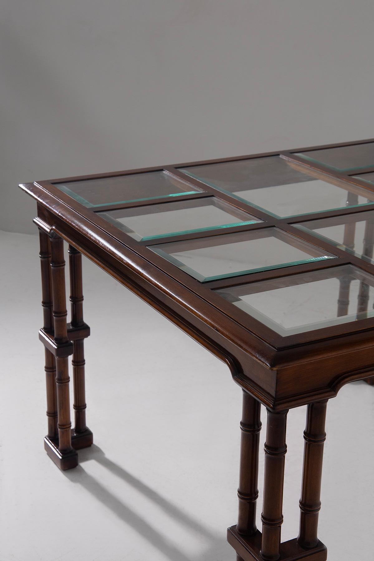 Gregotti's faux bamboo buffet tables with cut glass shelves in vendita 3