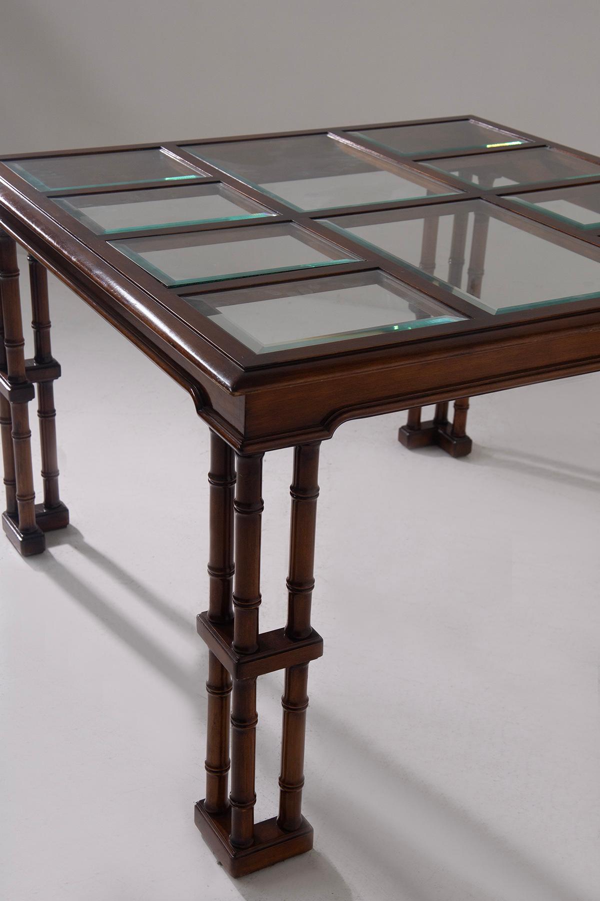 Late 20th Century Gregotti's faux bamboo buffet tables with cut glass shelves in vendita