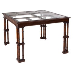 Vintage Gregotti's faux bamboo buffet tables with cut glass shelves