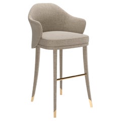 Greige Fabric Modern Bhutan Bar Stool