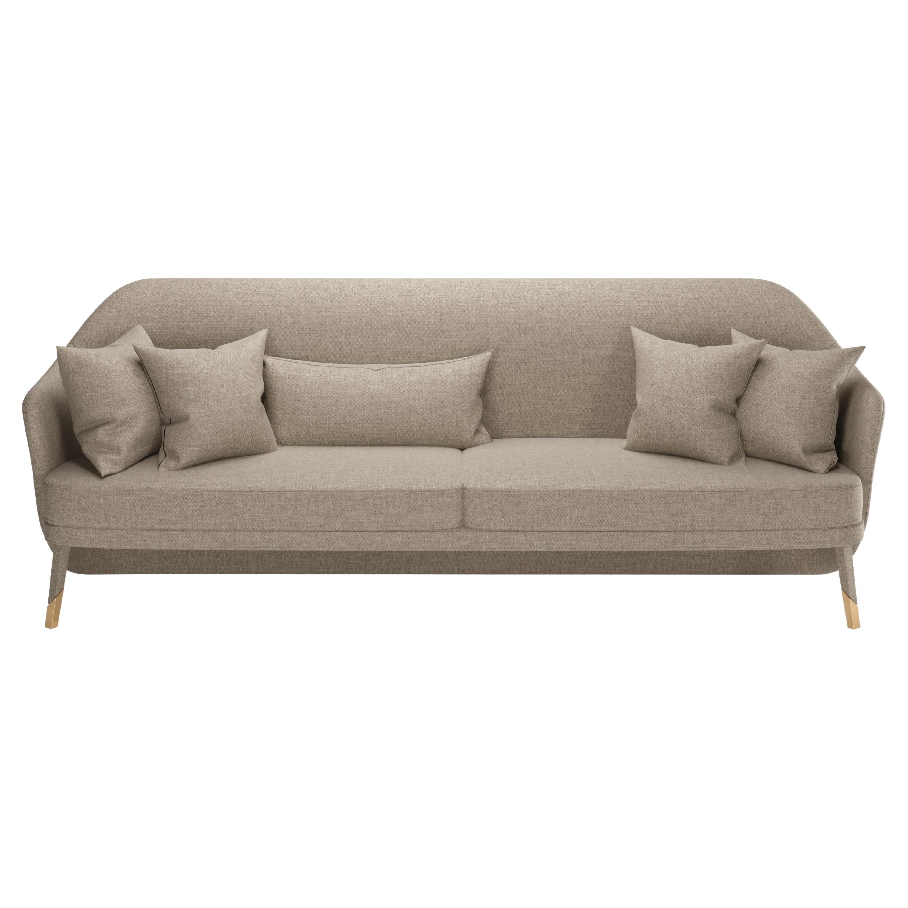 Greige Fabric Modern Bhutan Sofa For Sale