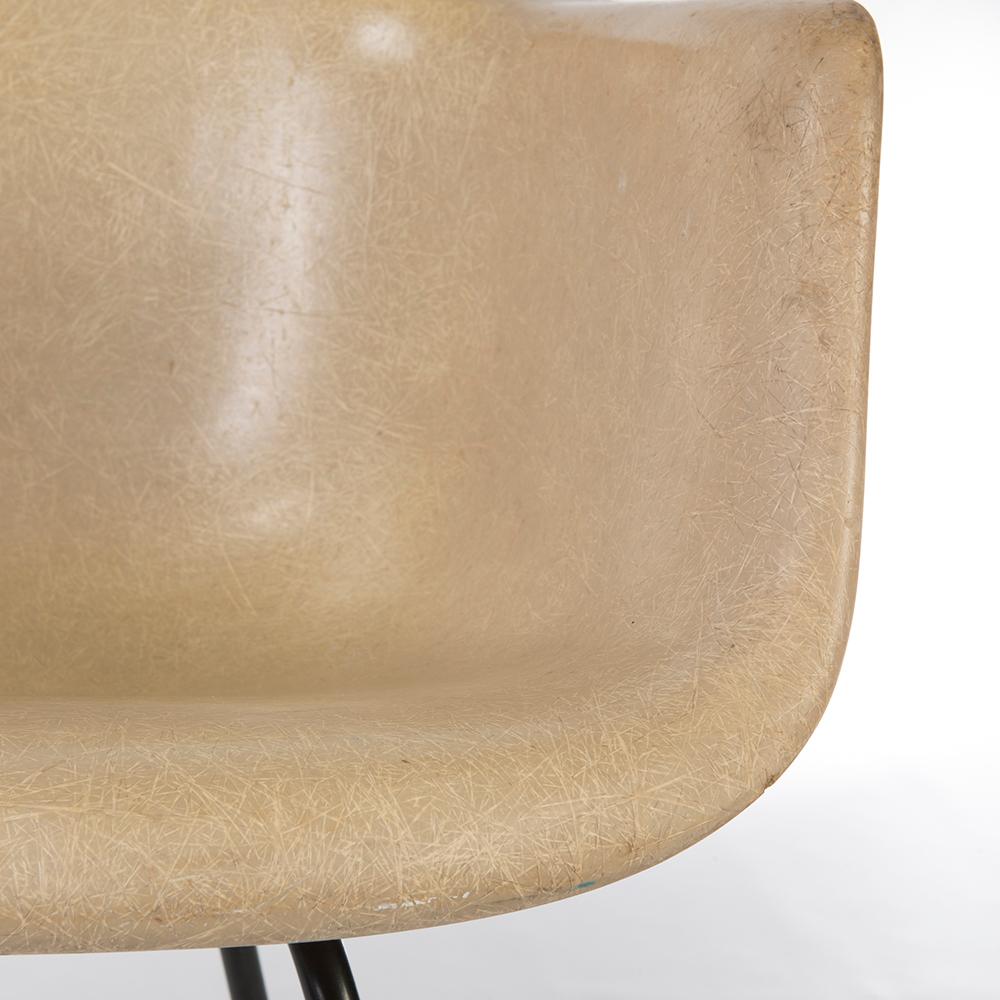 Fiberglass Greige Herman Miller Eames LAX Lounge Arm Shell Chair For Sale