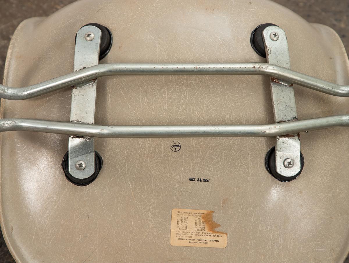 Greige Light Grey Eames for Herman Miller Vintage 1960s Fiberglass Shell Chairs For Sale 3