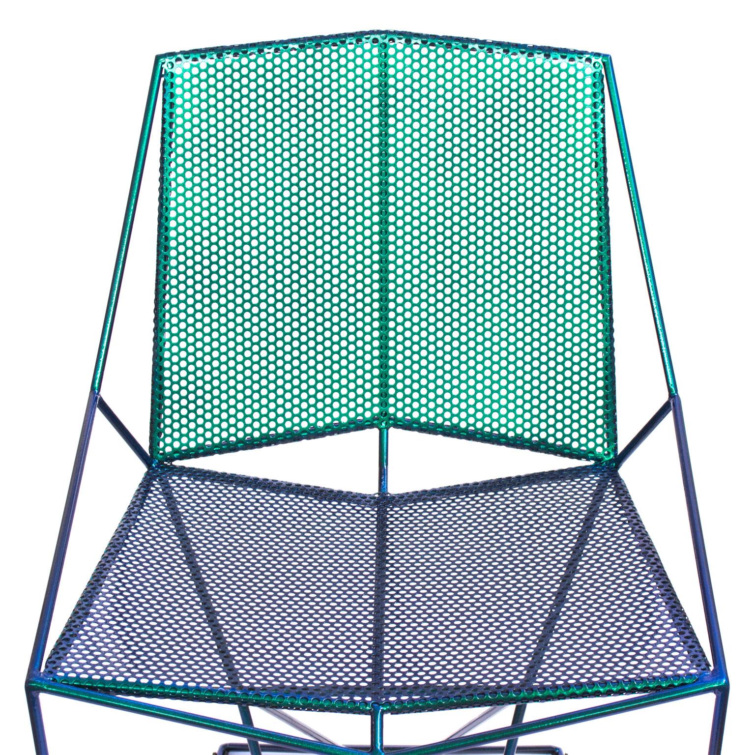 Brazilian Grelha Steel Chair, Aquarius Chameleon Paint For Sale