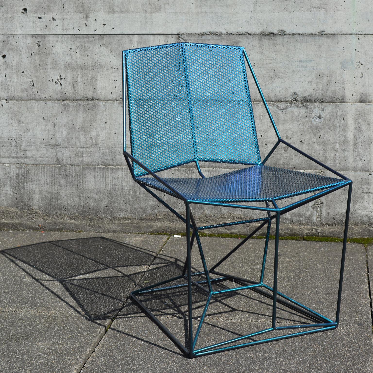 Contemporary Grelha Steel Chair, Aquarius Chameleon Paint For Sale