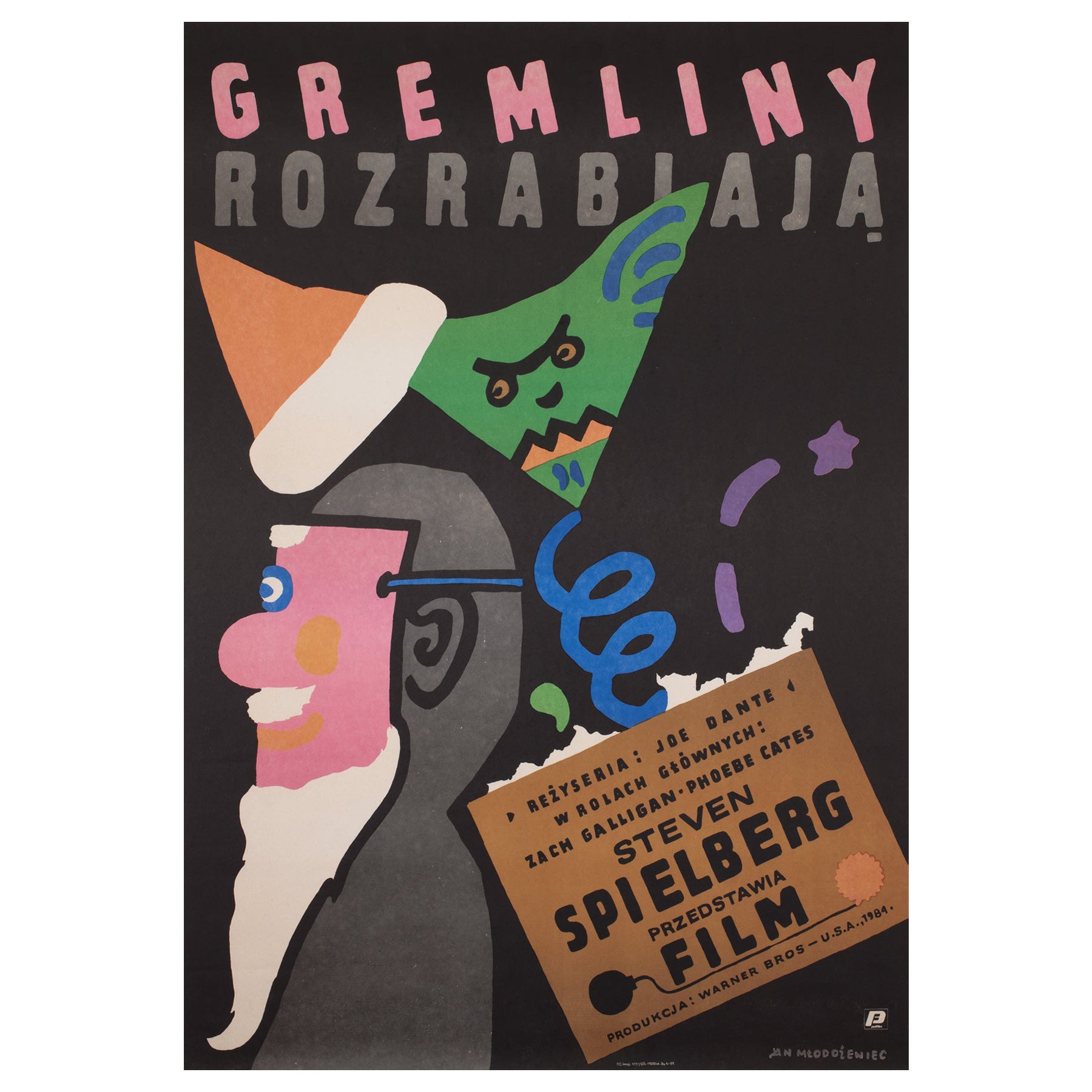 "Gremlins" Original Polish Film Poster, Jan Mlodozeniec, 1985