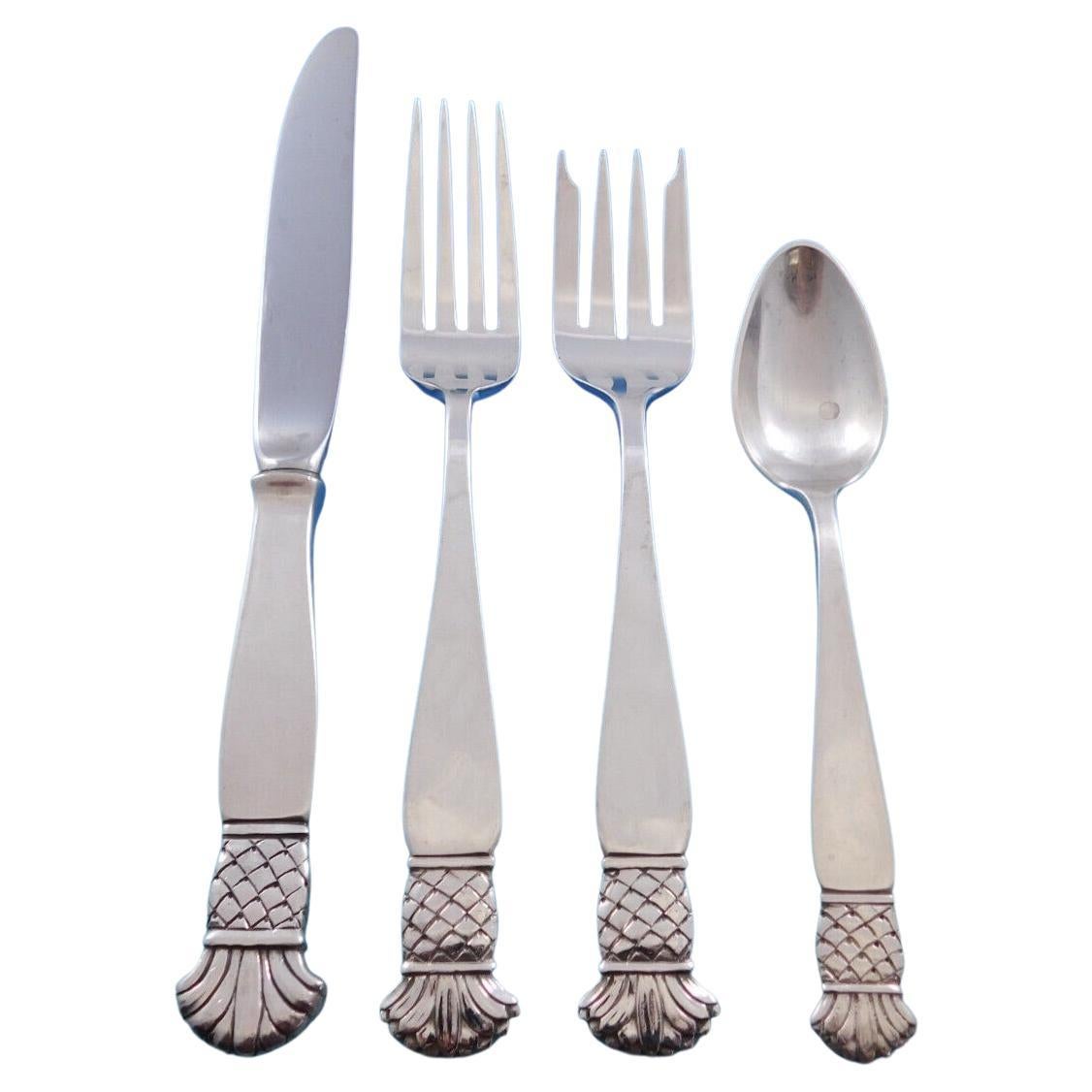 Grenada by Old Newbury Crafters Sterling Silver Flatware Set Service 35 Pcs For Sale