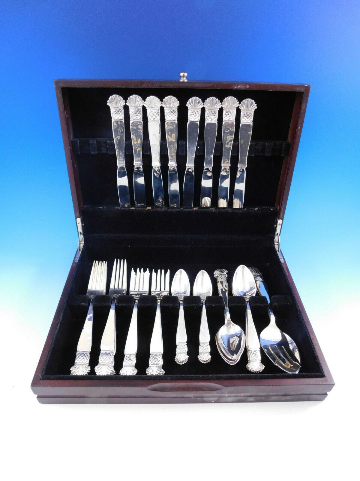 Exquisite 42 piece dinner size sterling silver set of 