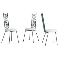 Chaise d'appoint Grenada en fer forgé et tissu bouclé ivoire attribuée à Arthur Umanoff