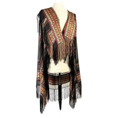 Grenadine silk shawl with reversible brocade design - France Circa 1860