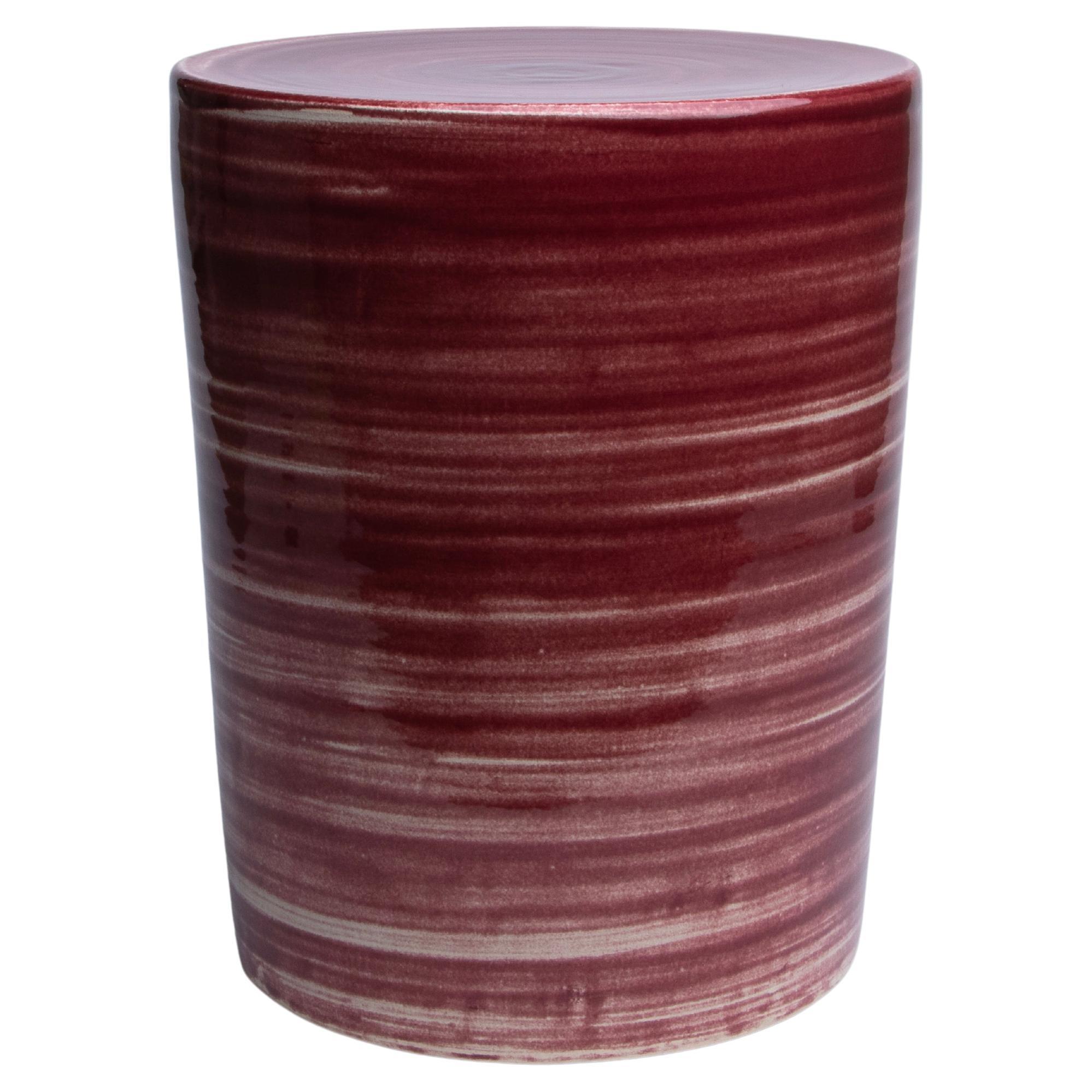 Grenat 04 Glazed Stoneware Stool by Pascale Girardin For Sale