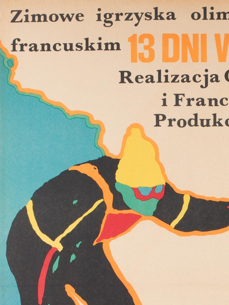 20th Century Grenoble Original Vintage Polish Film Movie Poster, Marek Mojinski, 1968 For Sale