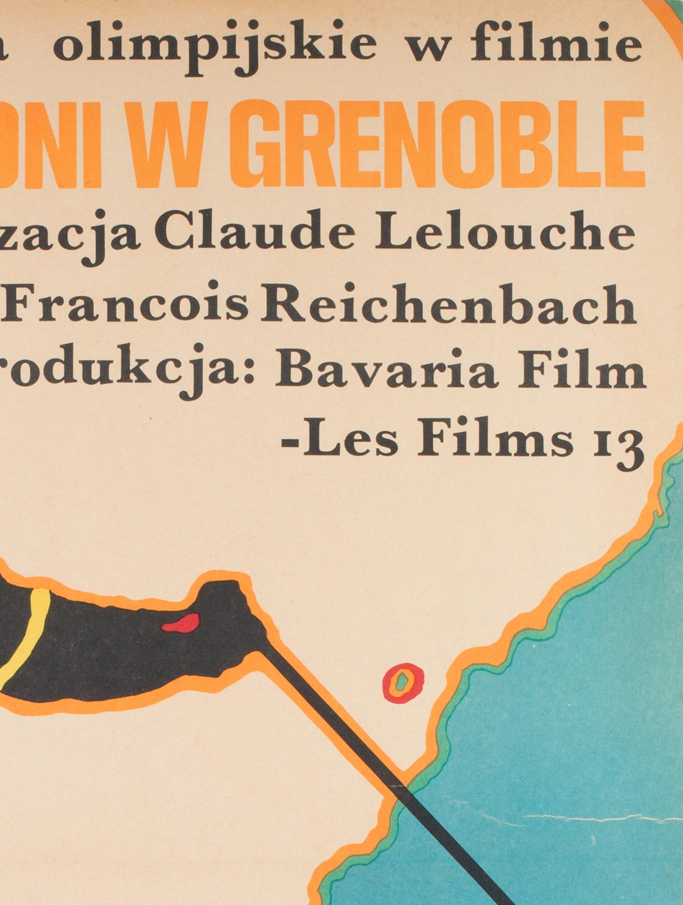 Grenoble Original Vintage Polish Film Movie Poster, Marek Mojinski, 1968 In Good Condition In Bath, Somerset