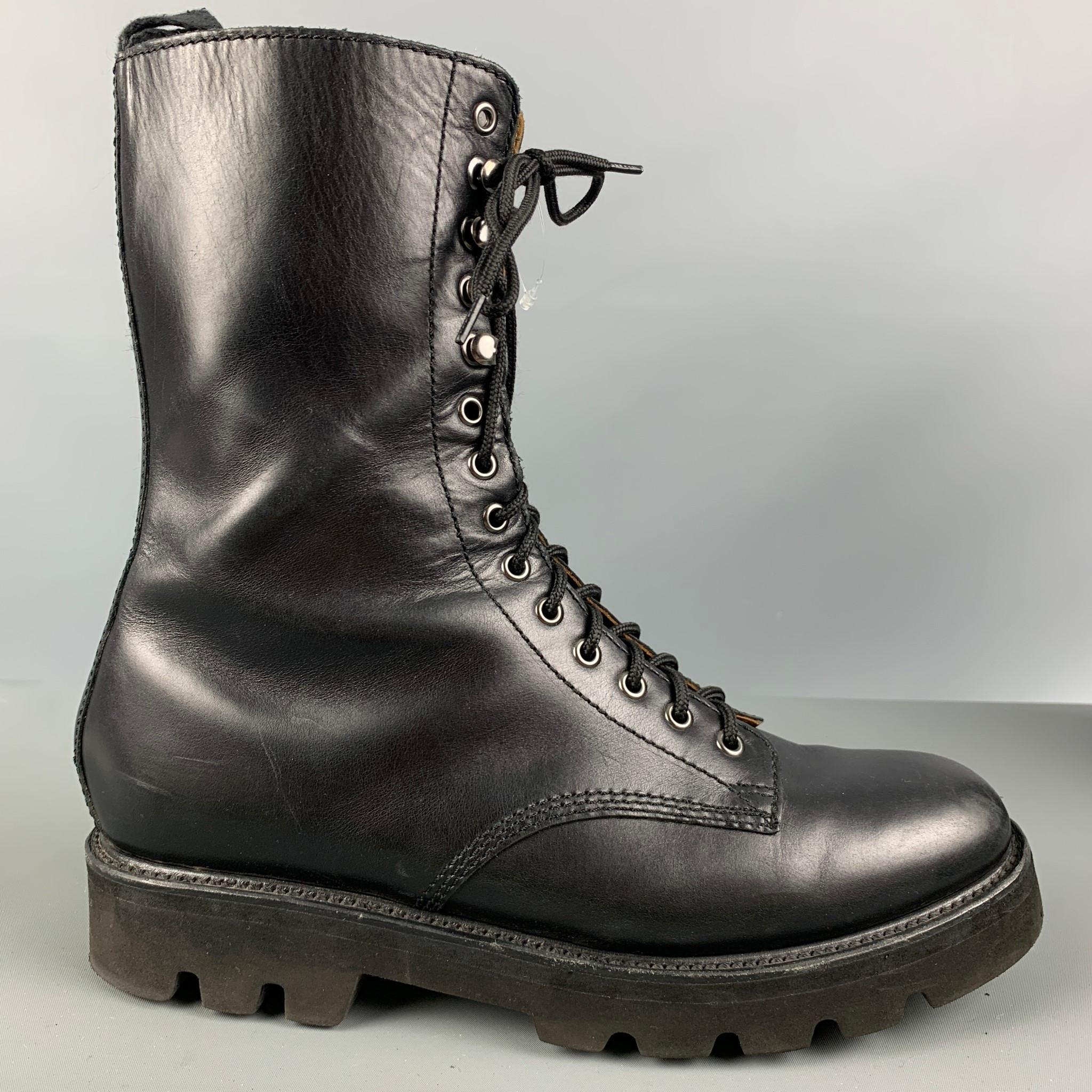 GRENSON Size 10 Black Leather Lace Up Boots In Excellent Condition In San Francisco, CA