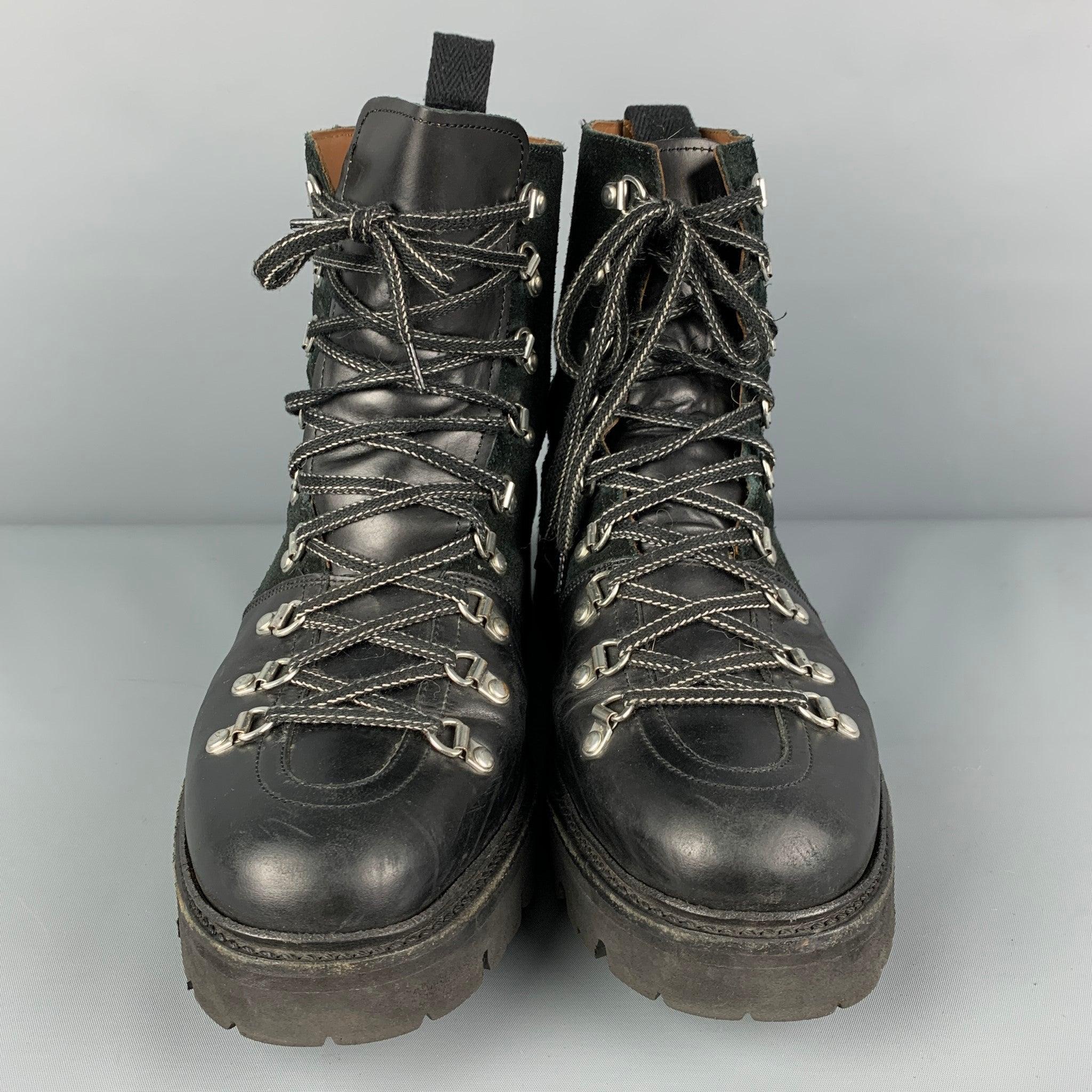 Men's GRENSON Size 10 Black Leather Lace Up Hiking Boots For Sale