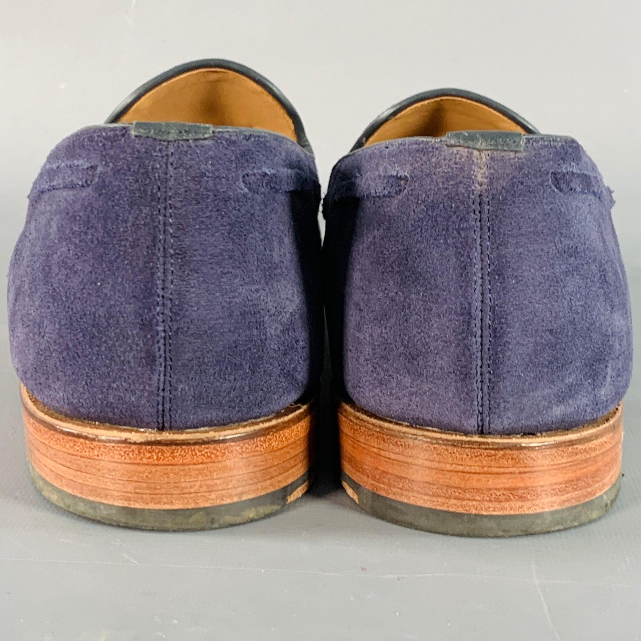 Grigio Grenson taglia 12 mocassino Scottie Navy in pelle scamosciata con nappe in vendita