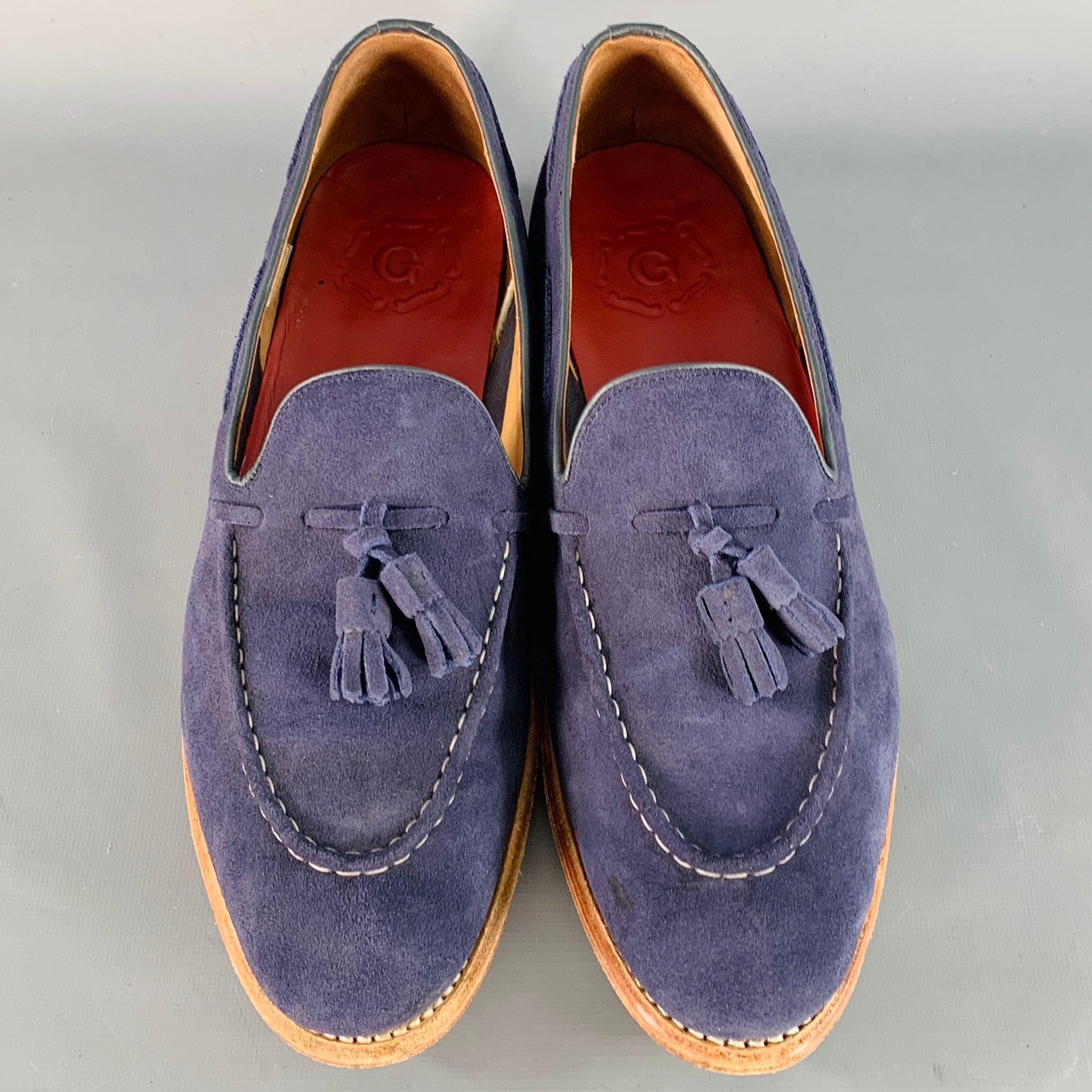 Grenson taglia 12 mocassino Scottie Navy in pelle scamosciata con nappe In condizioni buone in vendita a San Francisco, CA