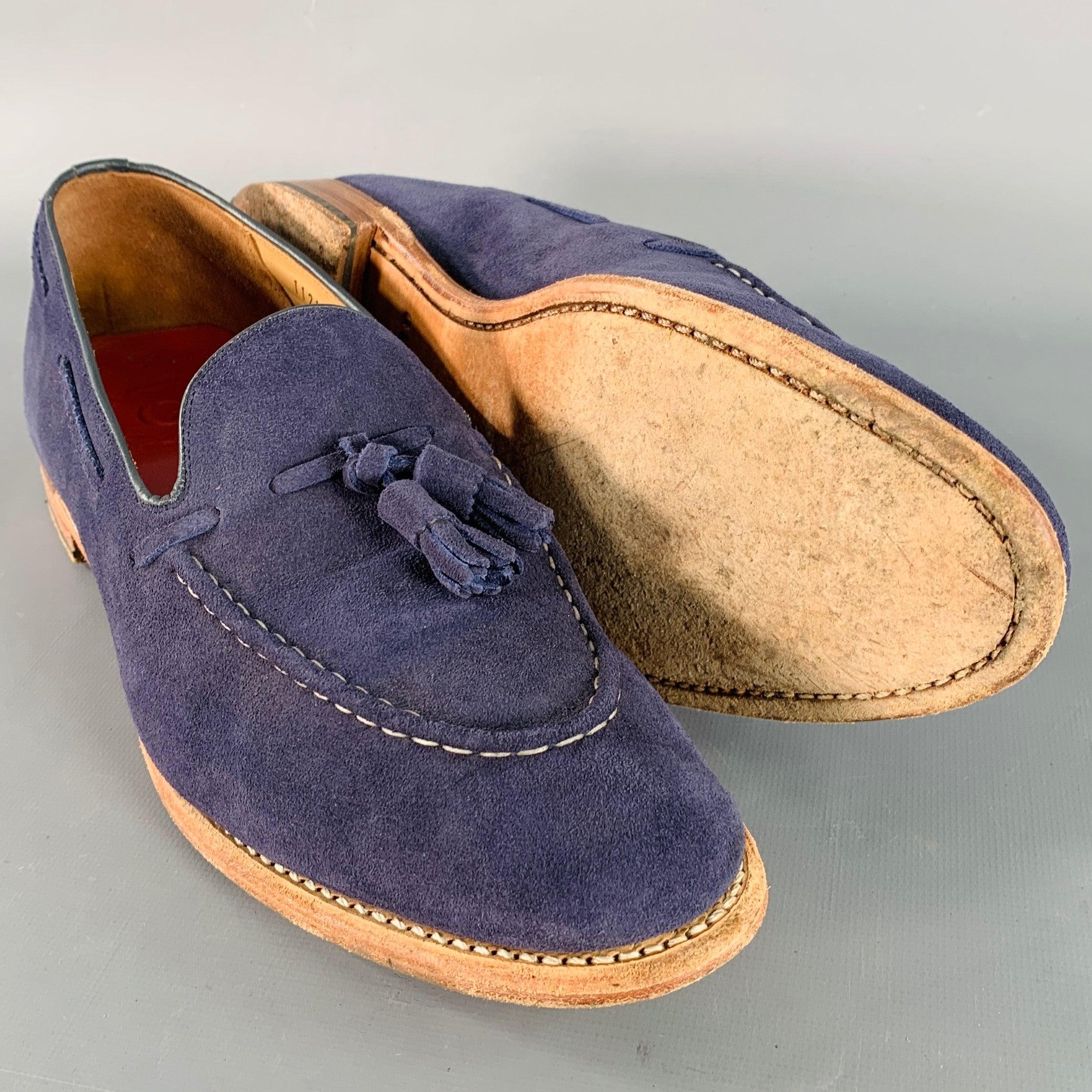 Uomo Grenson taglia 12 mocassino Scottie Navy in pelle scamosciata con nappe in vendita