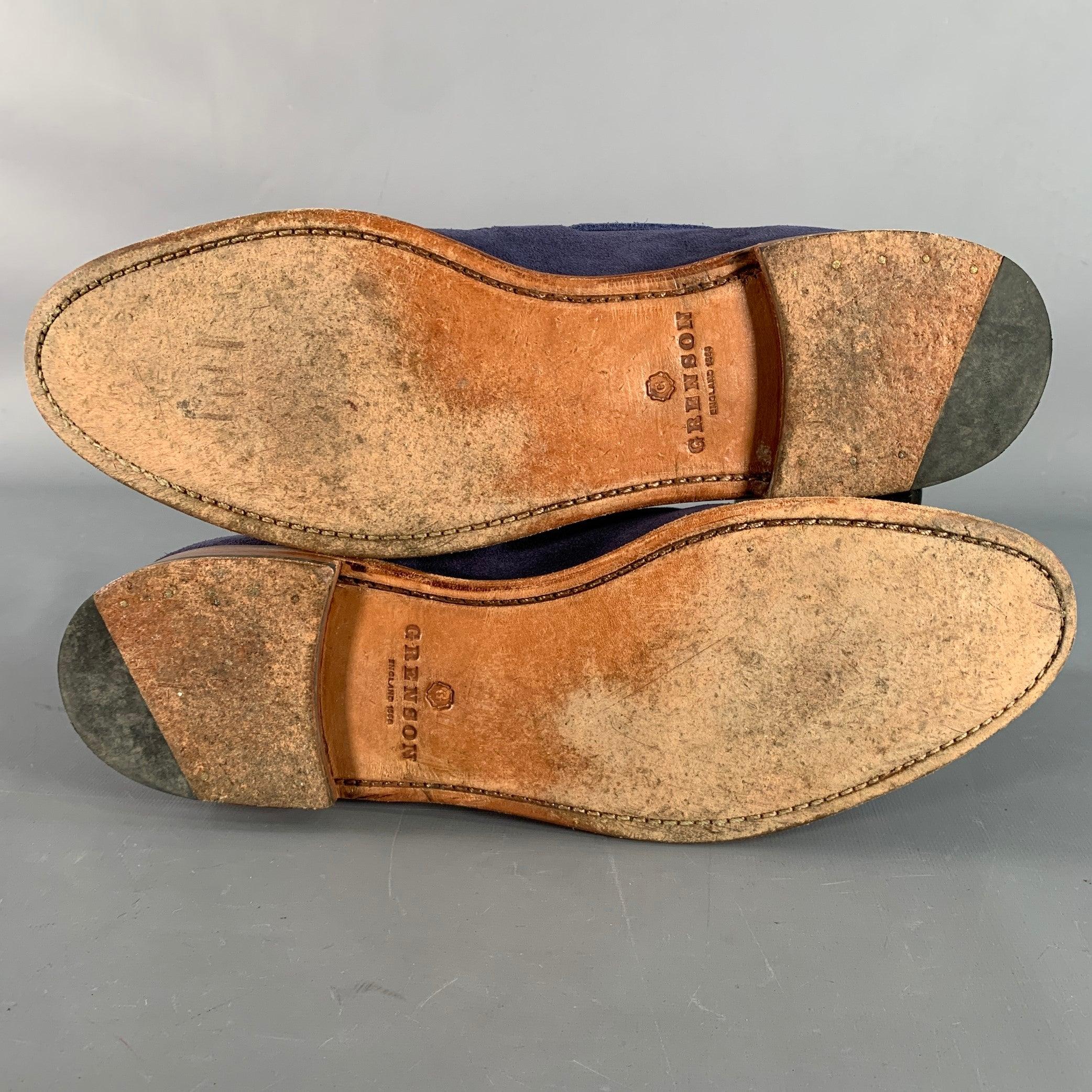 Grenson taglia 12 mocassino Scottie Navy in pelle scamosciata con nappe in vendita 1