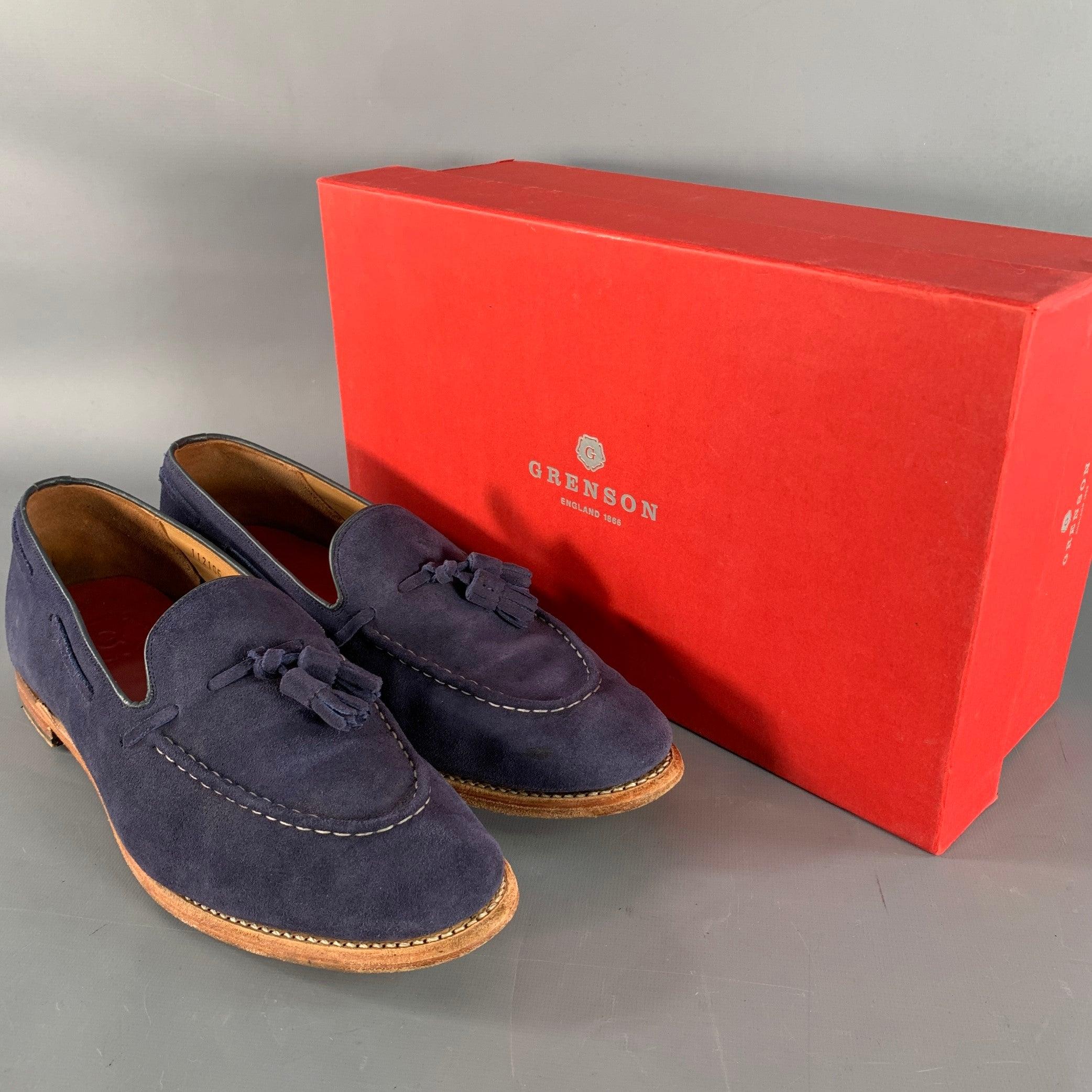Grenson taglia 12 mocassino Scottie Navy in pelle scamosciata con nappe in vendita 4