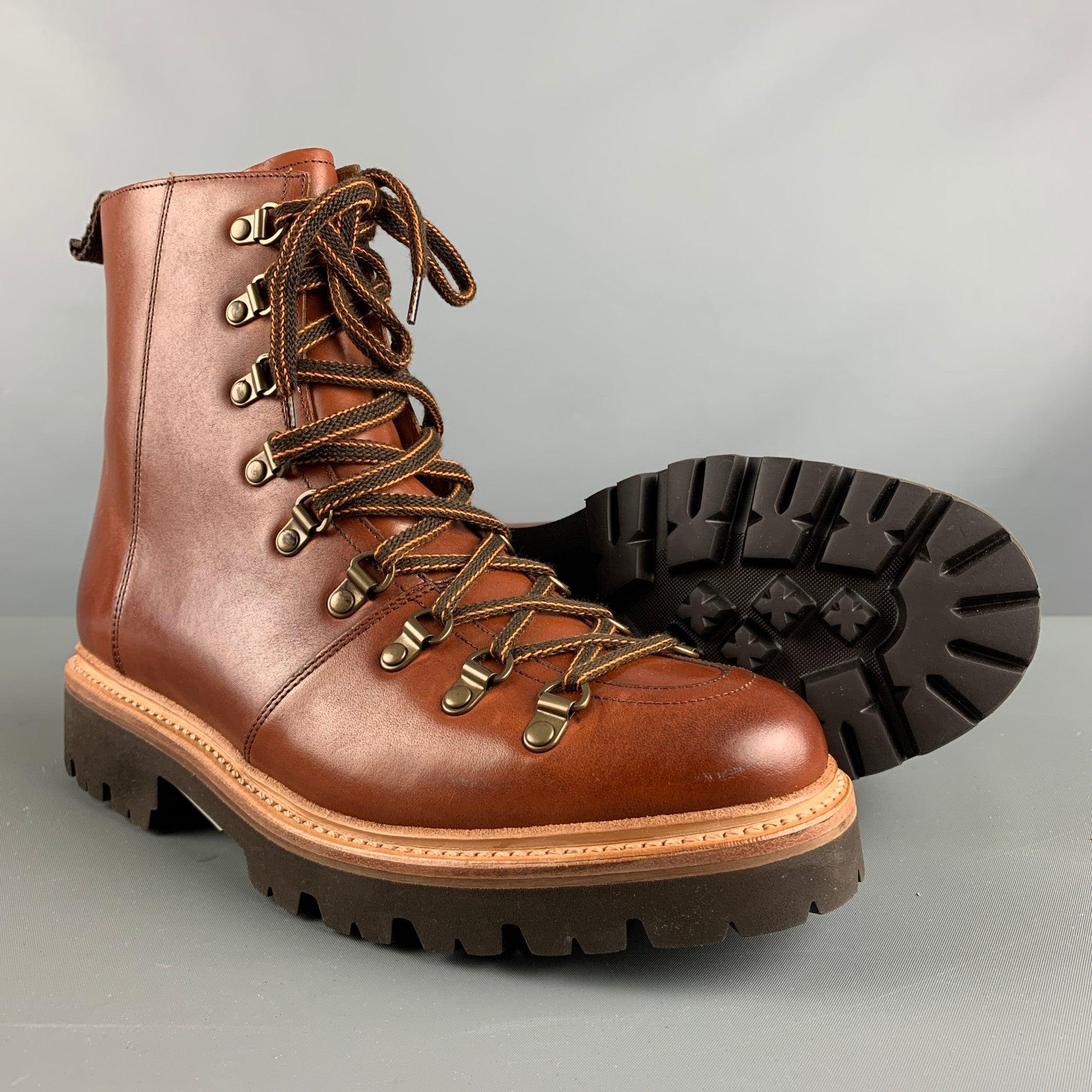 GRENSON Size 7 Brown Leather Lace Up Boots For Sale 1