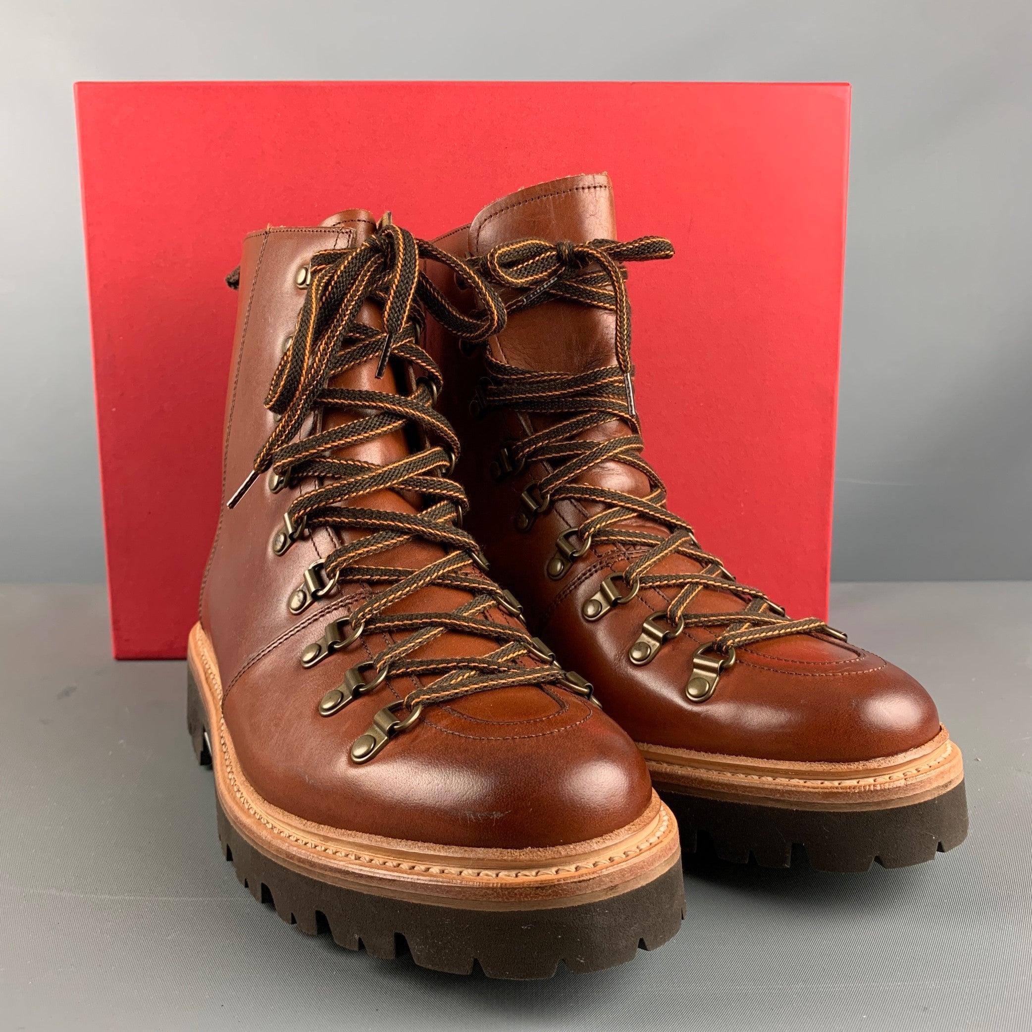 GRENSON Size 7 Brown Leather Lace Up Boots For Sale 5