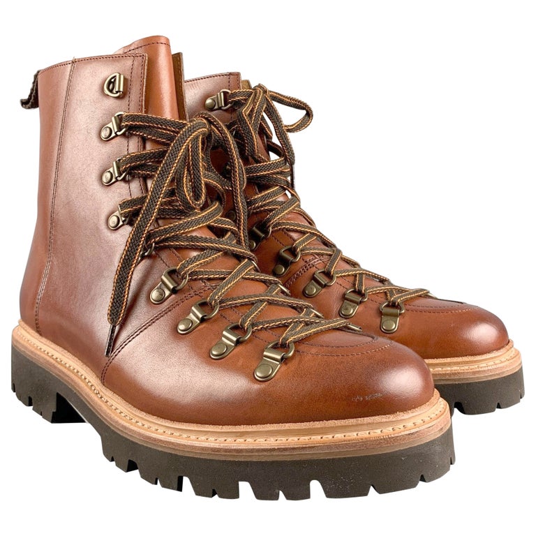 GRENSON Size 7 Brown Leather Lace Up Boots at 1stDibs display picture 1