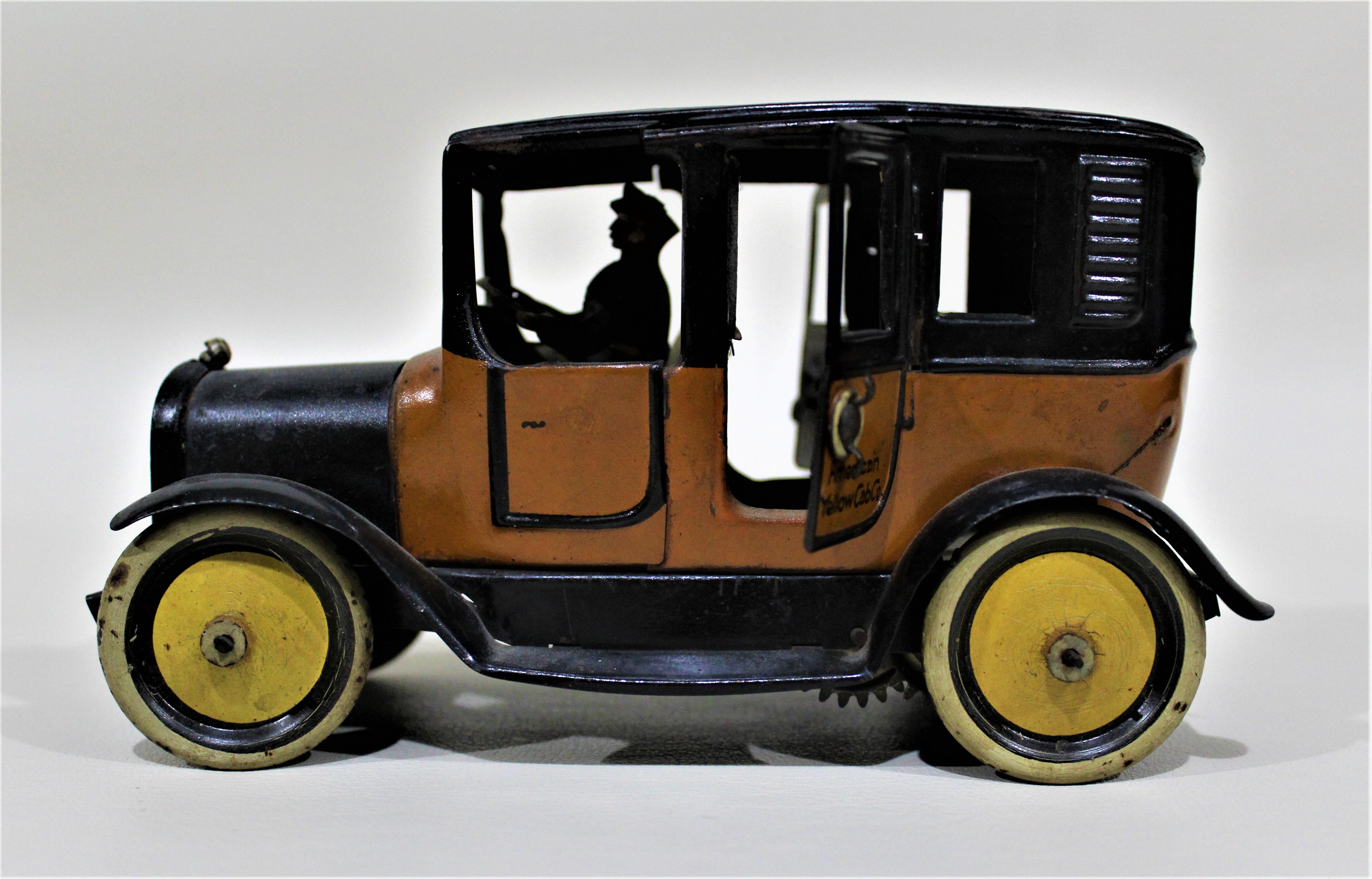 20th Century Greppert & Kelch Art Deco Era German Tin Toy Yellow Taxi