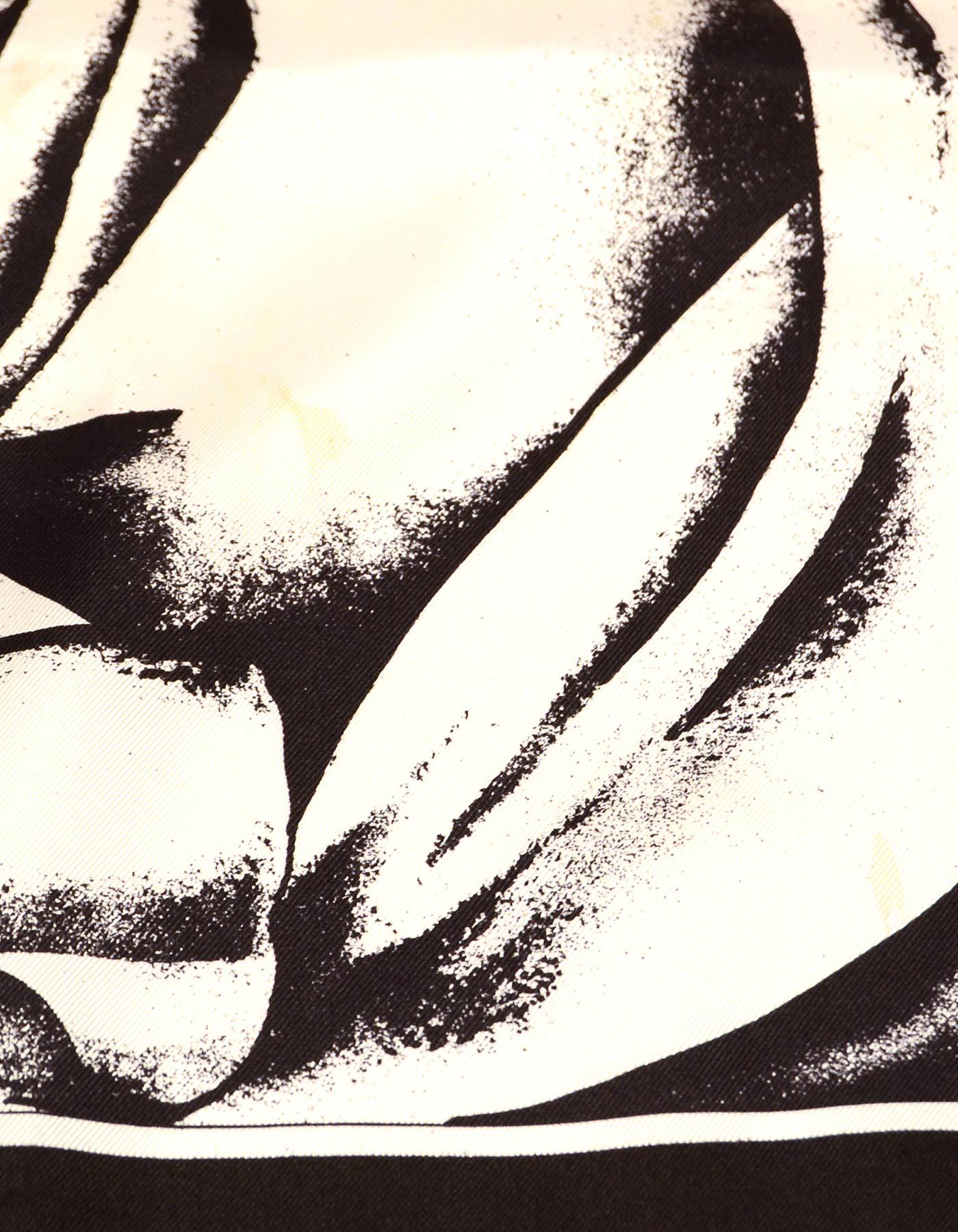 black and cream silk scarf