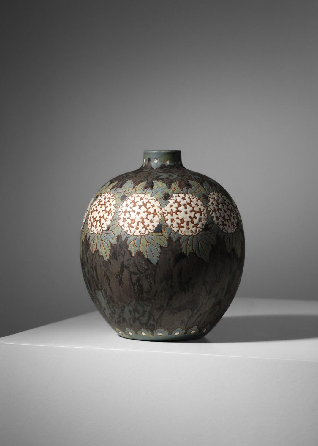 Belge Vase à boules en céramique Gres Keramis en vente