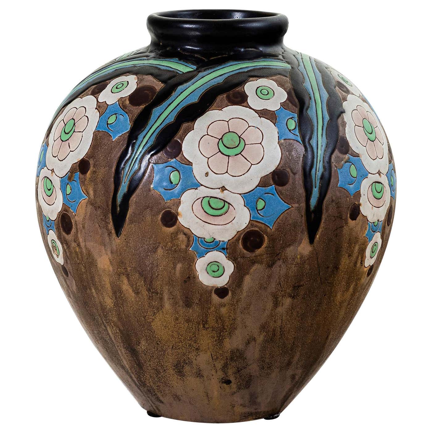 Keramis - Vase Art déco - Motif floral - Vases Keramis - Vase Art déco - Motif floral - Vases