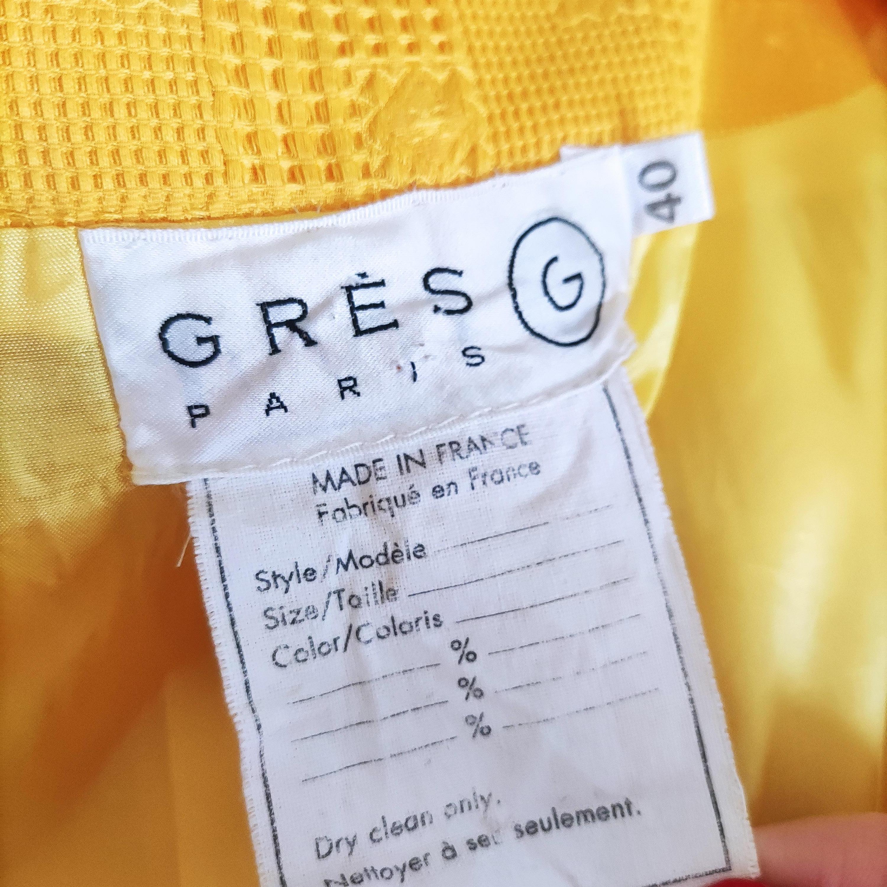 Gres Madame Paris Vintage Elegant Evening Yellow Amber Large Blazer Jacket For Sale 6