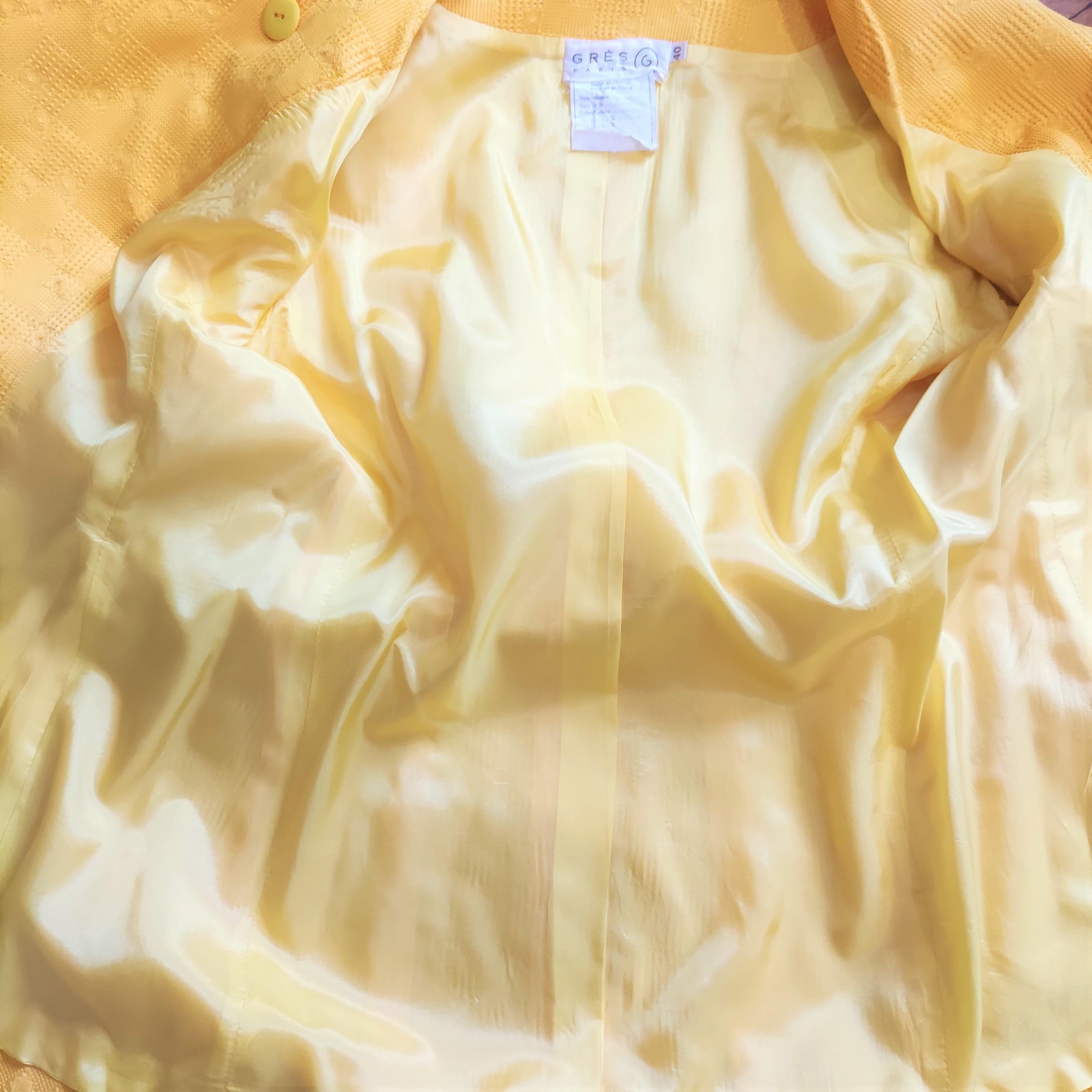 Gres Madame Paris Vintage Elegant Evening Yellow Amber Large Blazer Jacket For Sale 7