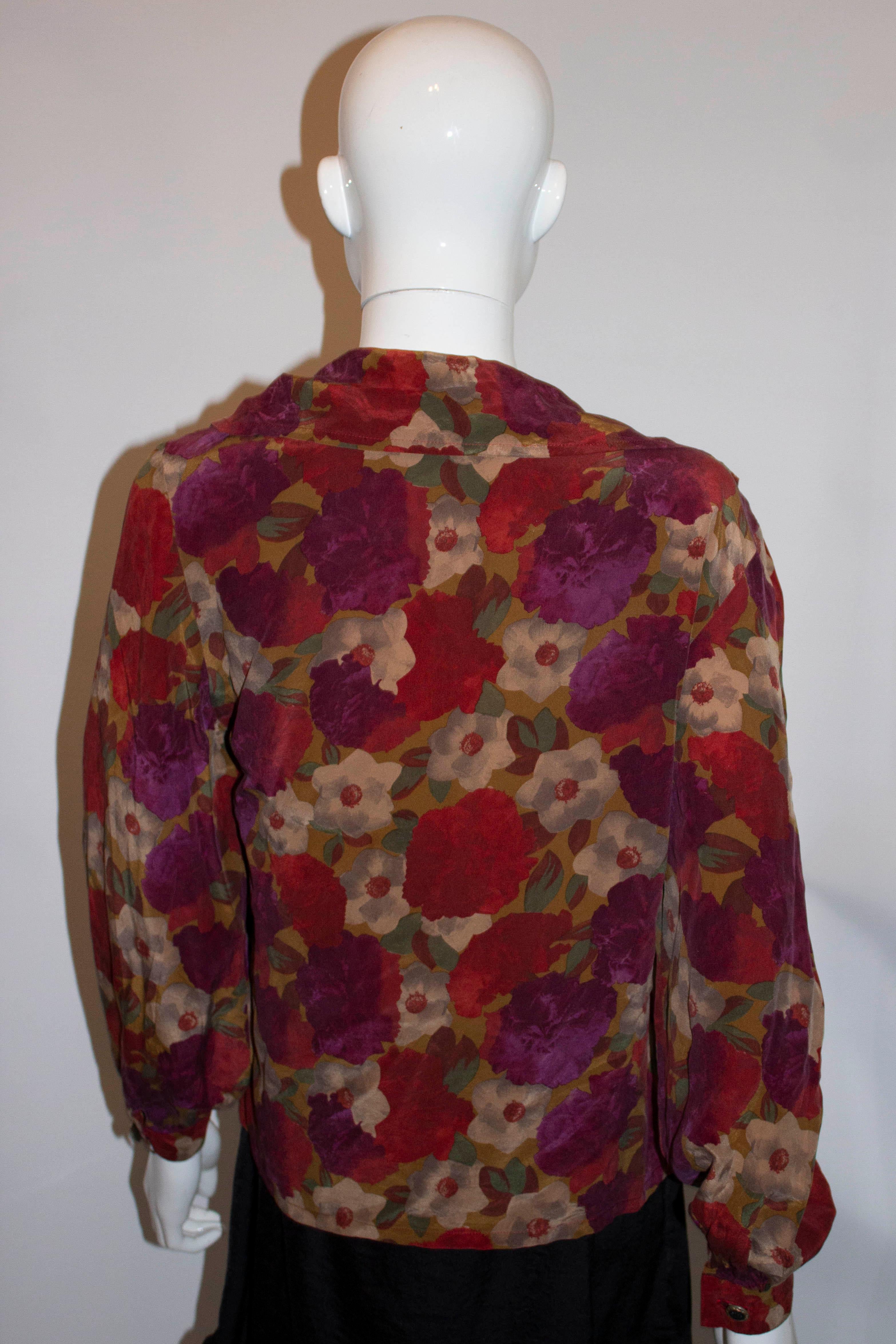 Women's Gres Paris Floral Silk Blouse For Sale