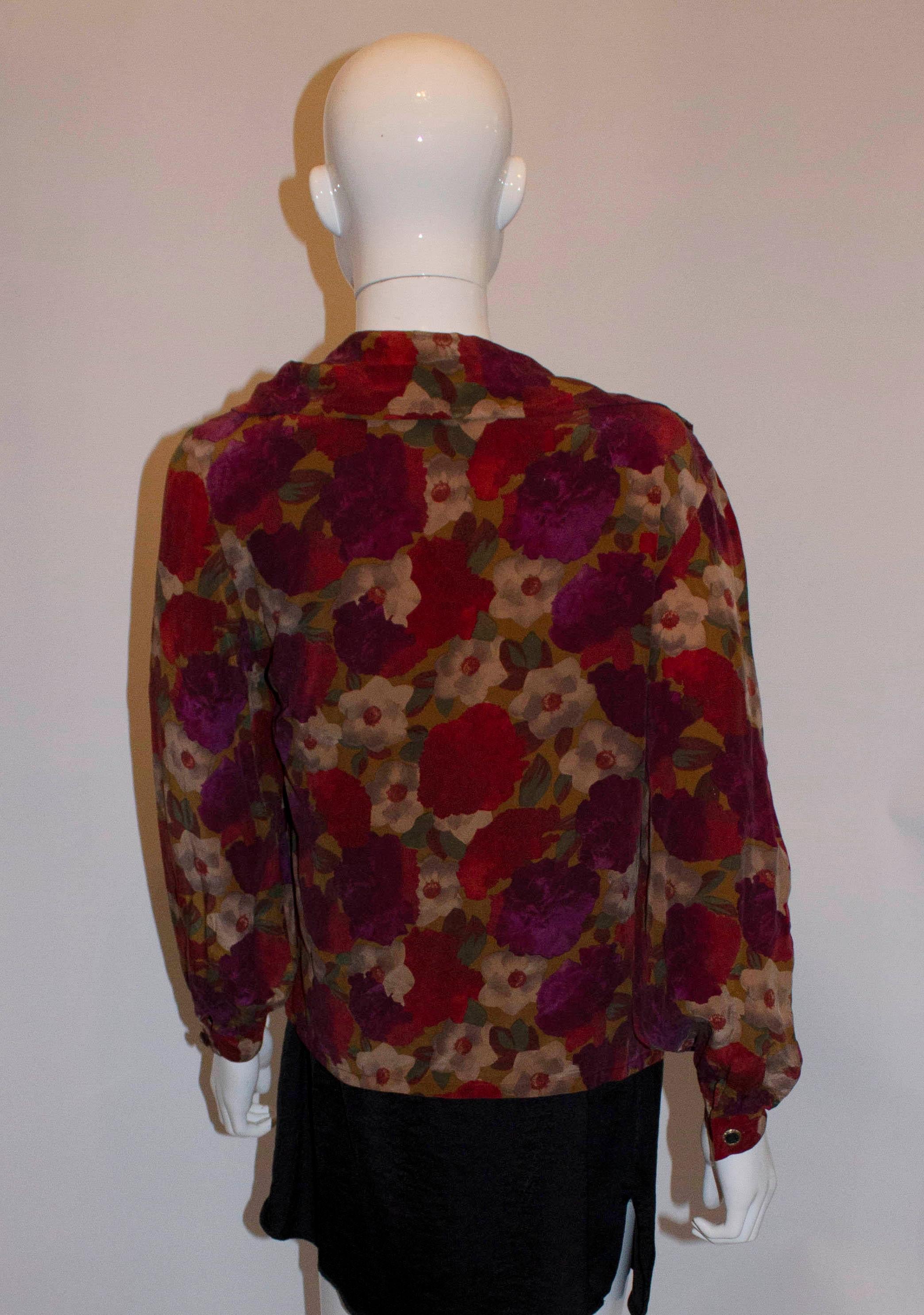 Gres Paris Floral Silk Blouse For Sale 2