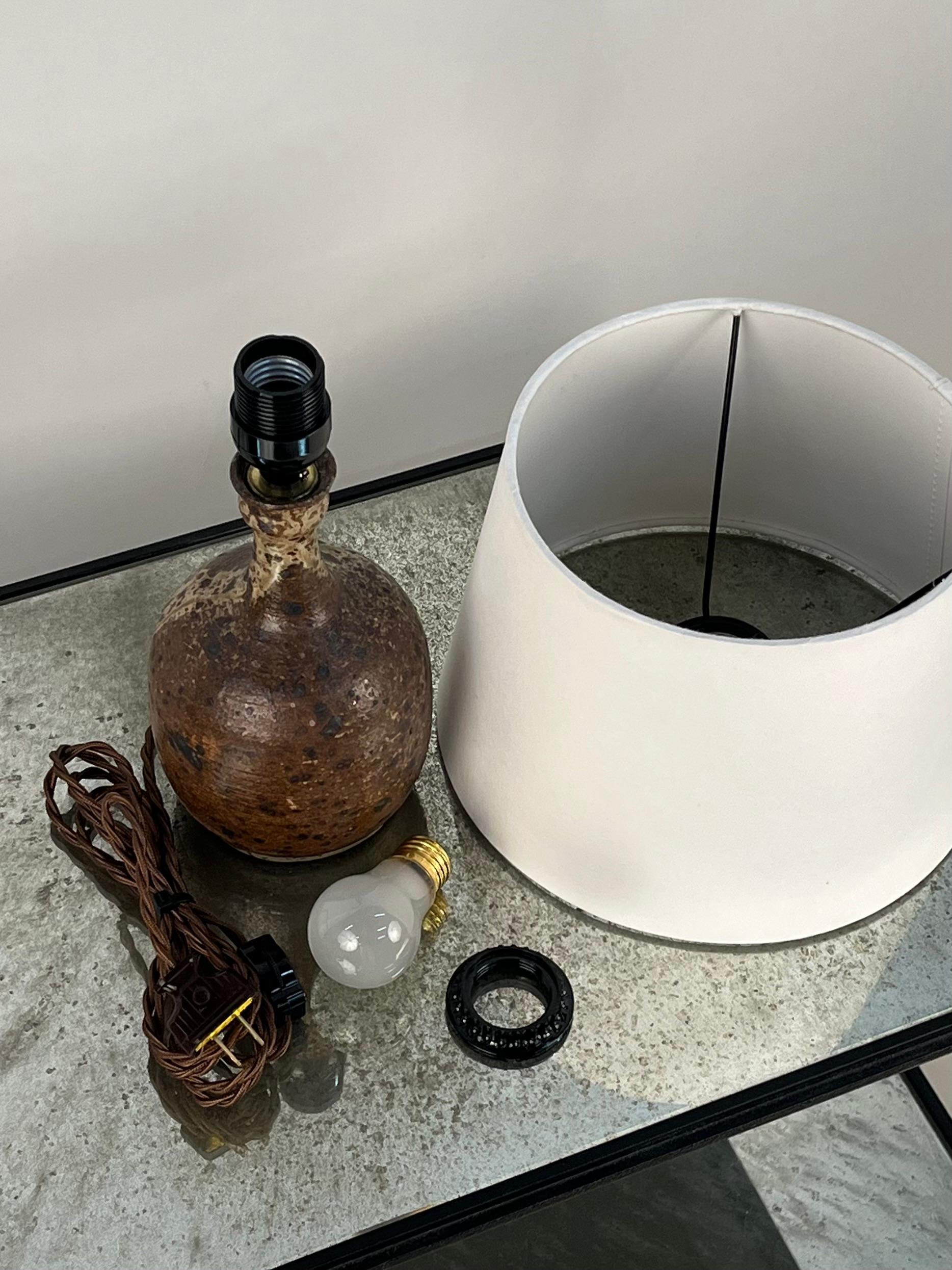 Grès Pyrité Glazed Stoneware Lamp by La Borne Pottery, France  For Sale 4