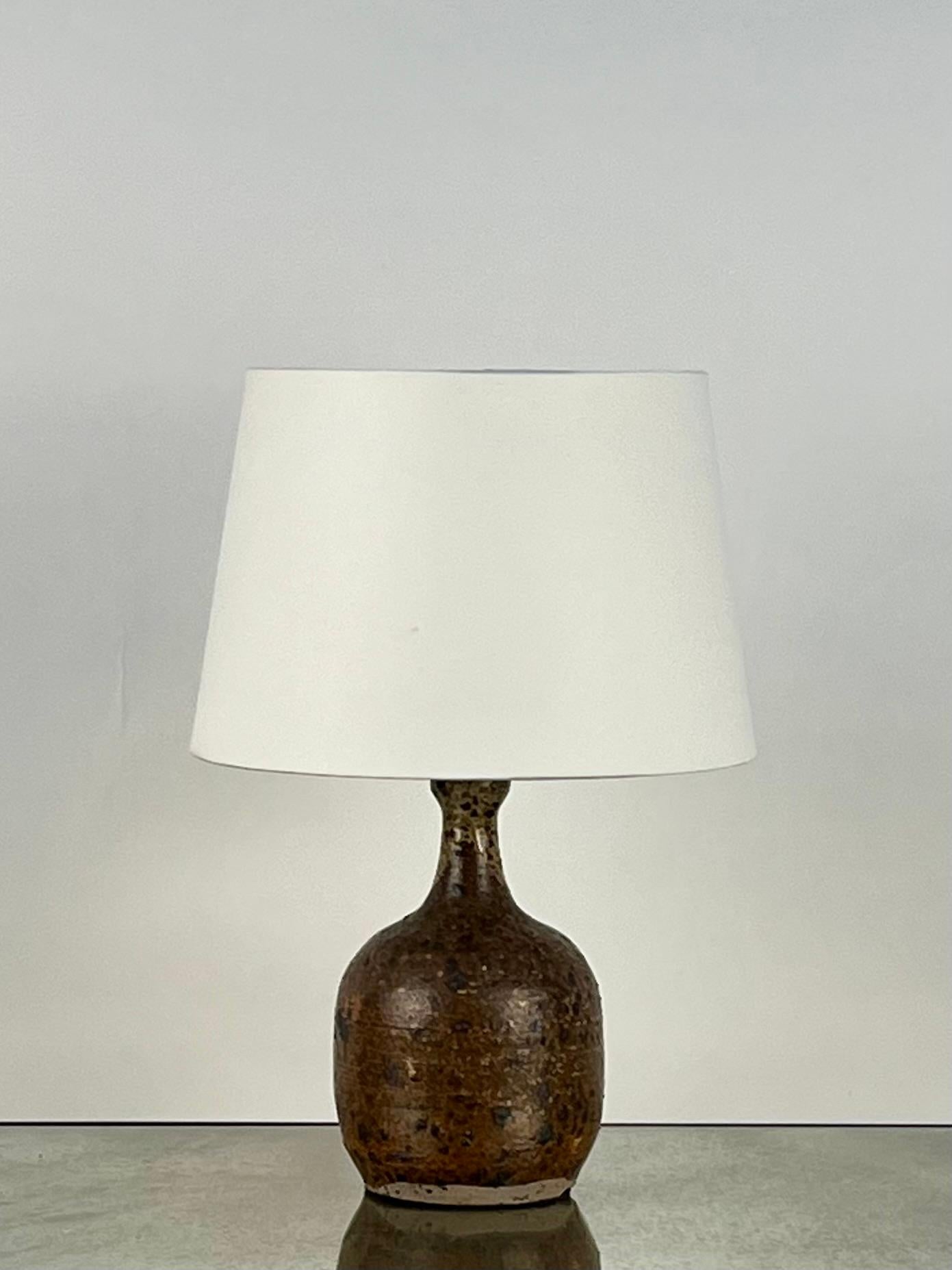 Modern Grès Pyrité Glazed Stoneware Lamp by La Borne Pottery, France  For Sale