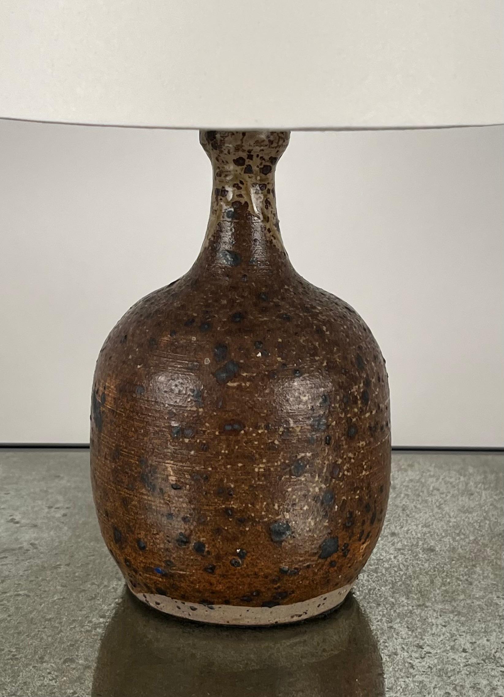 Grès Pyrité Glazed Stoneware Lamp by La Borne Pottery, France  For Sale 2