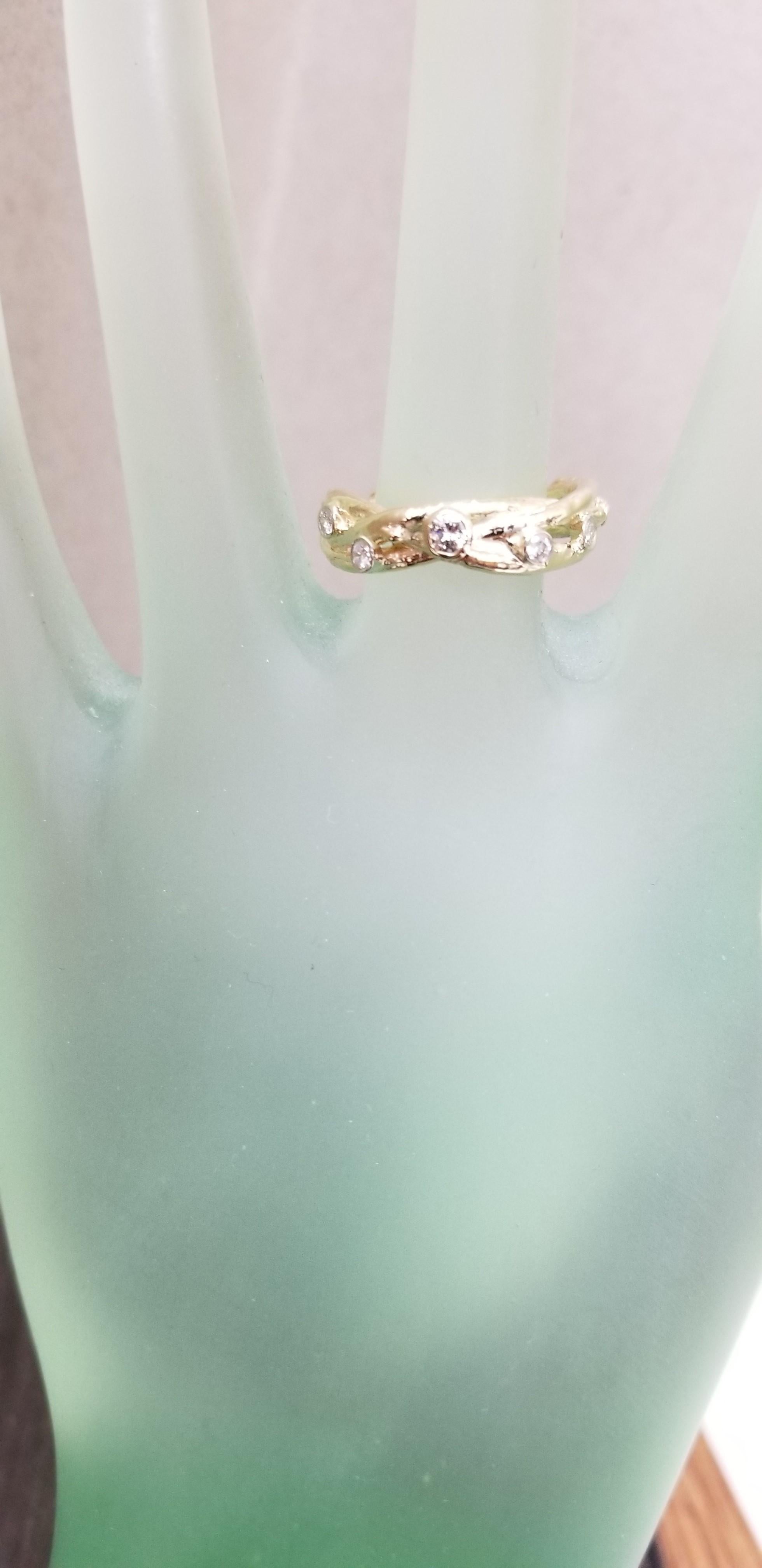 Gresha signature bark design Diamond Wedding Bark Woven Ring For Sale 1