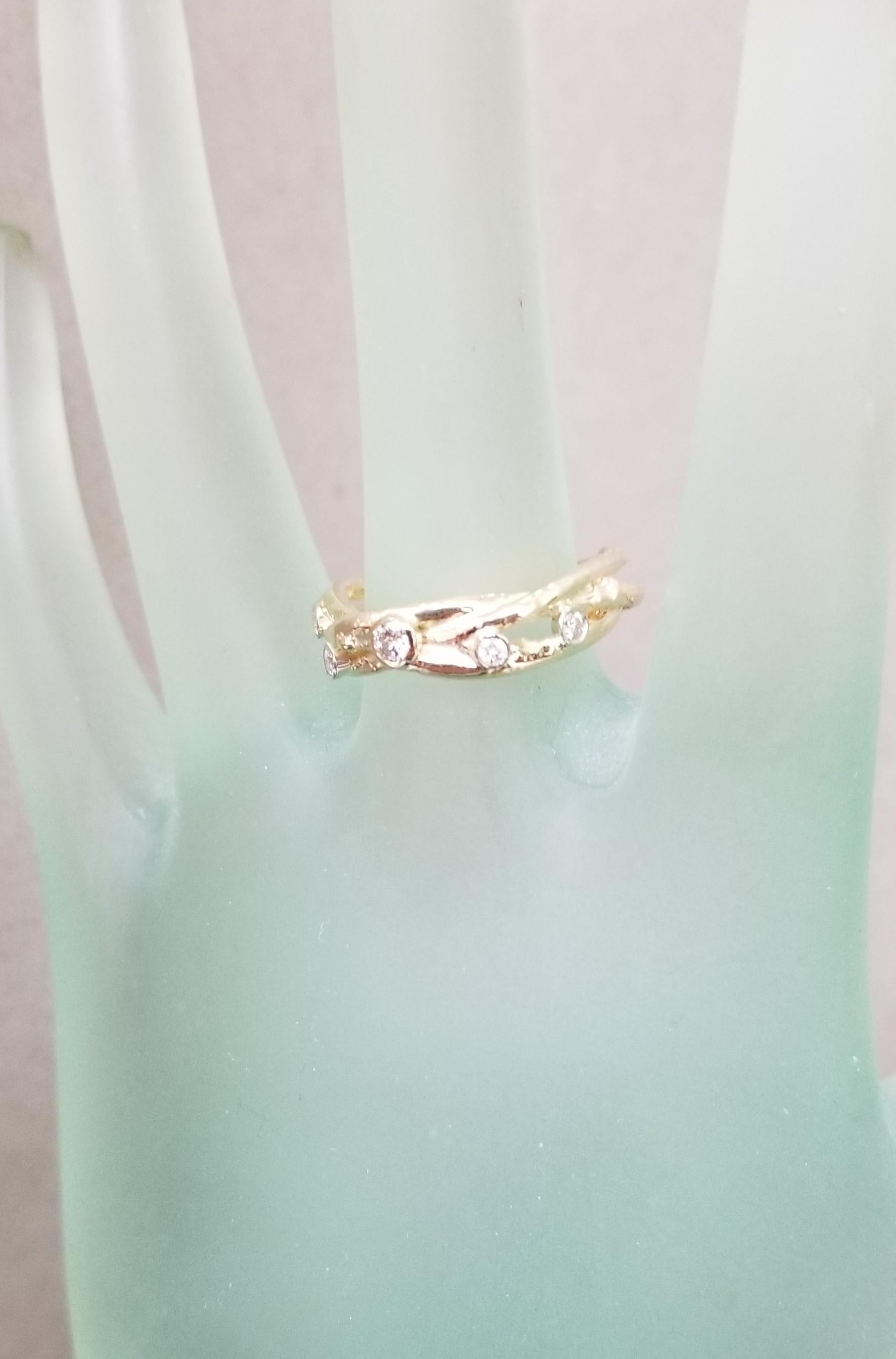 Gresha signature bark design Diamond Wedding Bark Woven Ring For Sale 2