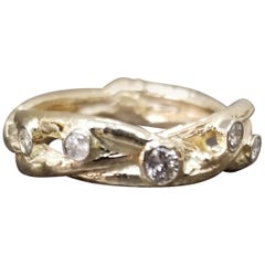 Gresha signature bark design Diamond Wedding Bark Woven Ring