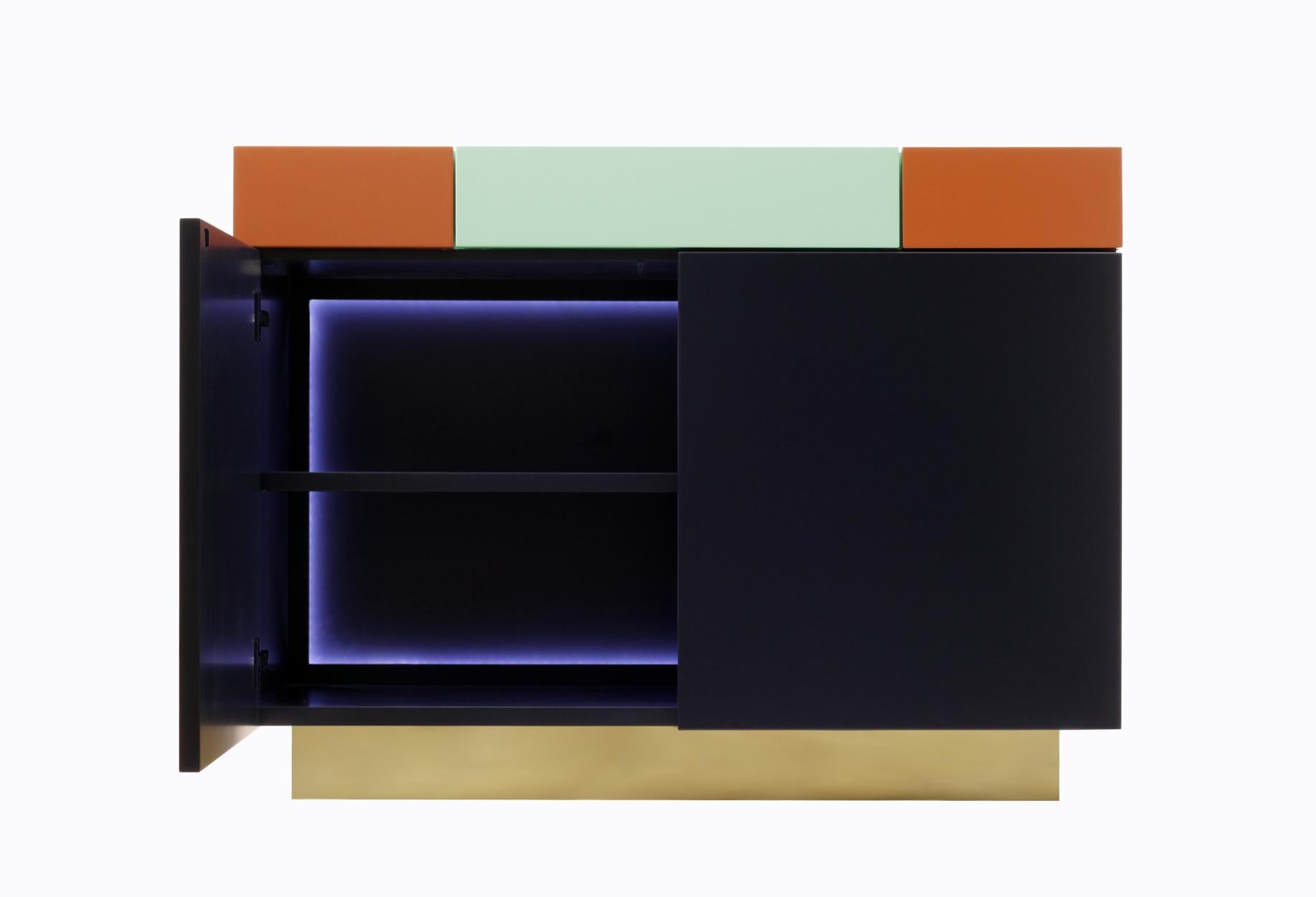 Modern Greta Bedside Cabinet Sophisticated Lacquered Woodwork Handmade Details For Sale