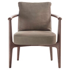 Greta Canaletto Gray Leather Chair With Arms