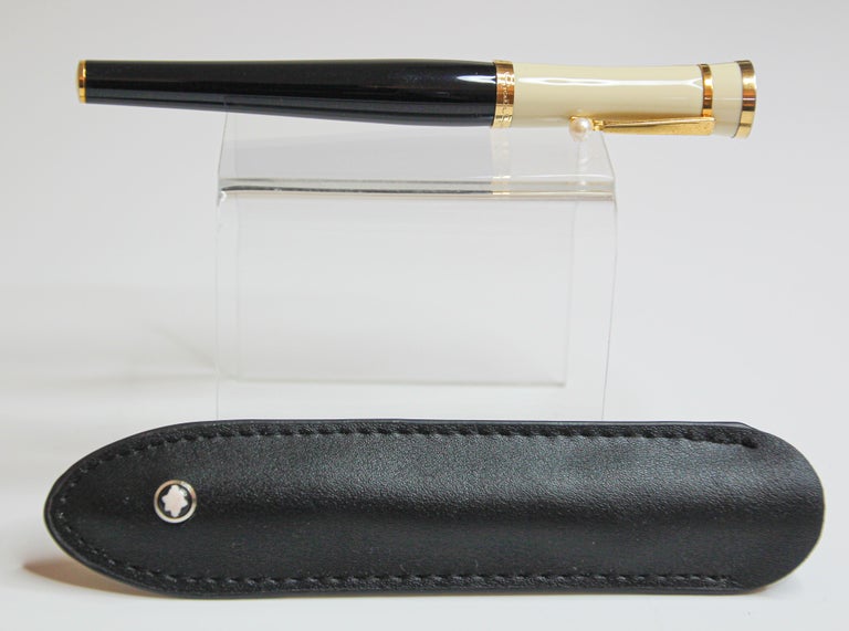 Greta Limited Edition Mont Ballpoint Pen with Pearl For Sale at 1stDibs | montblanc greta garbo fountain pen, montblanc greta garbo pen, mont blanc greta garbo pen