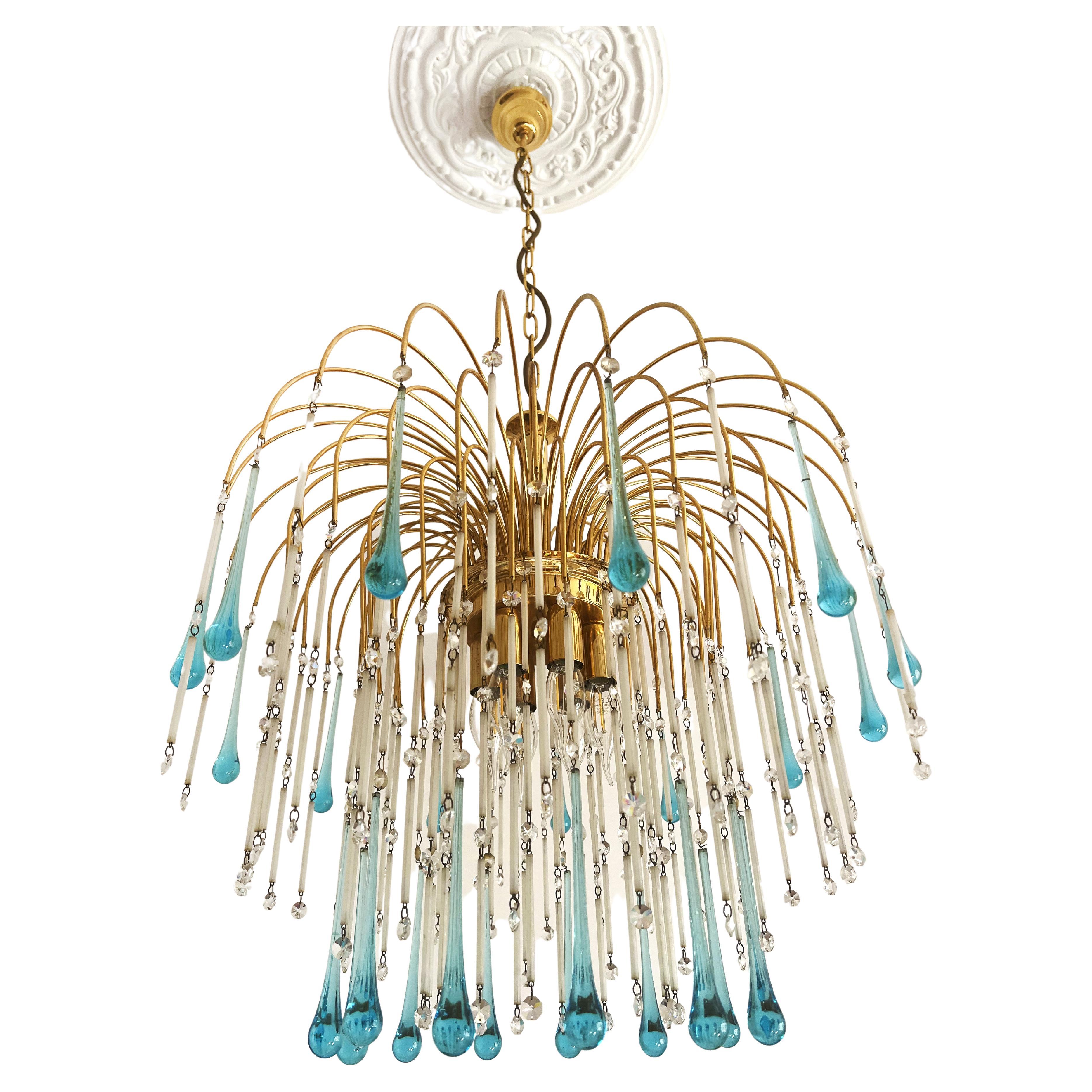 Fascinating Murano chandelier inspired by the divine Greta Garbo whose tears, legend has it, were the same color as her eyes