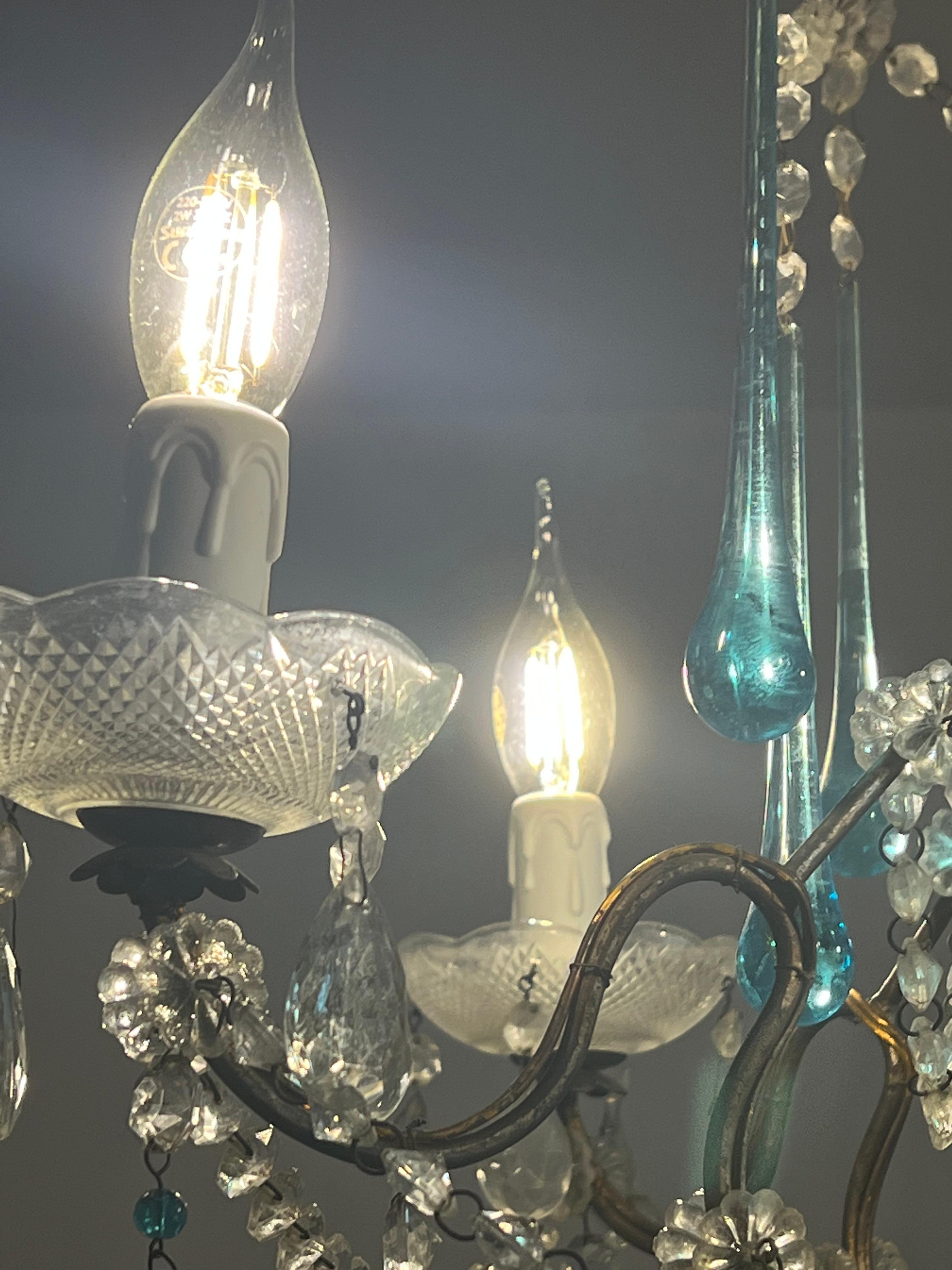 XX secolo Lampadario di Murano con lacrime di Greta Garbo anni '80 in vendita