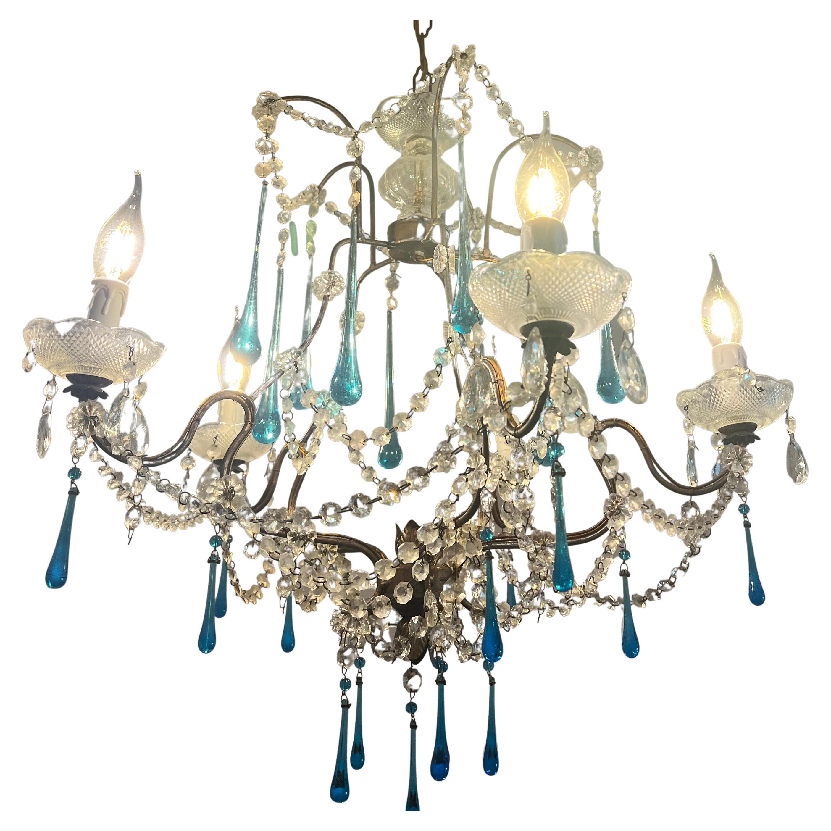 Greta Garbo's Tears Murano Chandelier 1980s