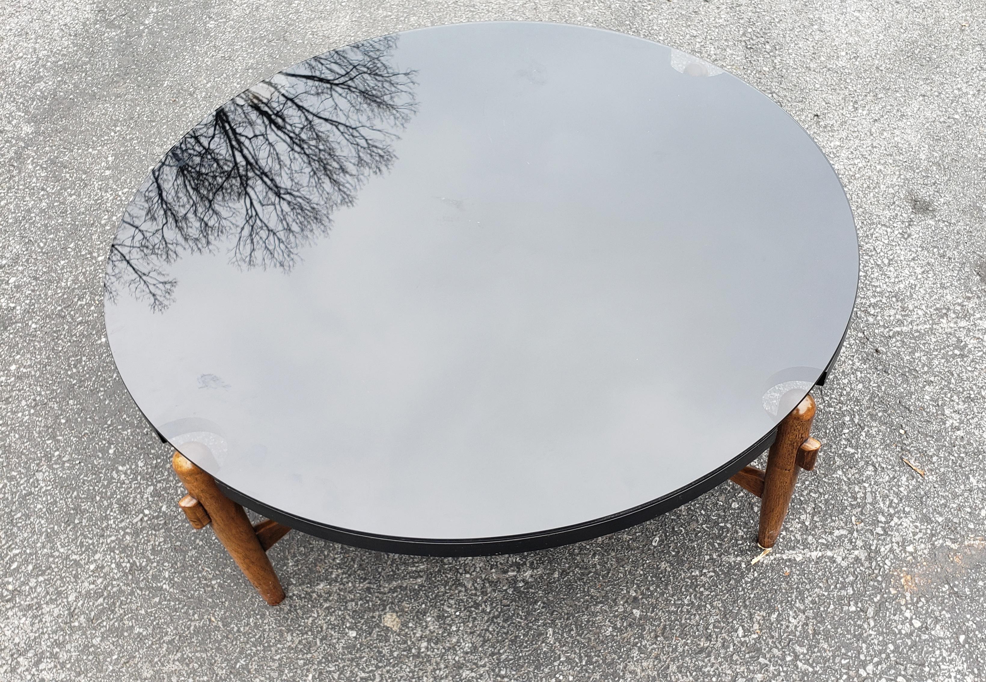 20th Century Greta Grossman Danish Modern Walnut with Laminate and Glass Top Coffee Table For Sale